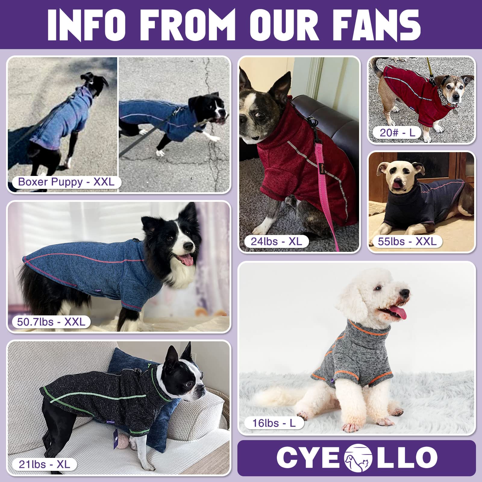 Cyeollo Dog Sweater Coat Fleece Jacket Dog Reflective Zip Up Jackets With Dual D Ring Warm Dog Winter Coat For Small Dog Clothes