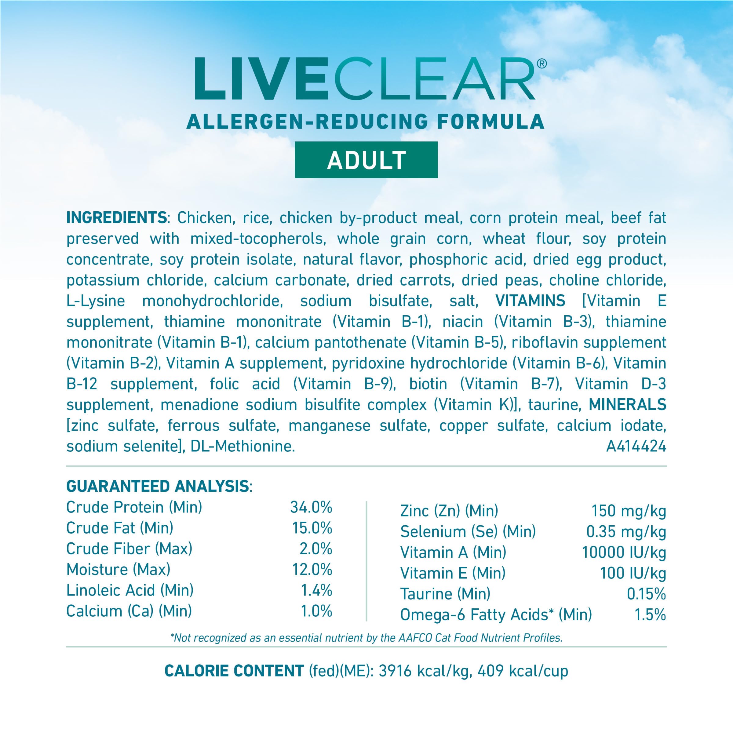 Purina ONE LiveClear Allergen-Reducing Cat Food Dry Formula with Real Chicken As The Number One Ingredient - 6.3 lb. Bag