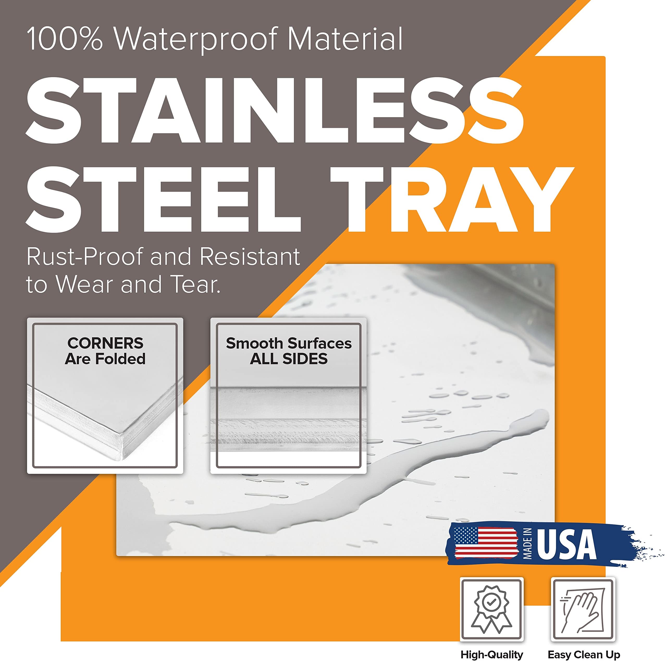 Pinnacle Systems Chew-Proof Stainless Steel Dog Crate Pan, 35.1" L X 23.8" W X 1", Replacement Tray for Pet Kennels