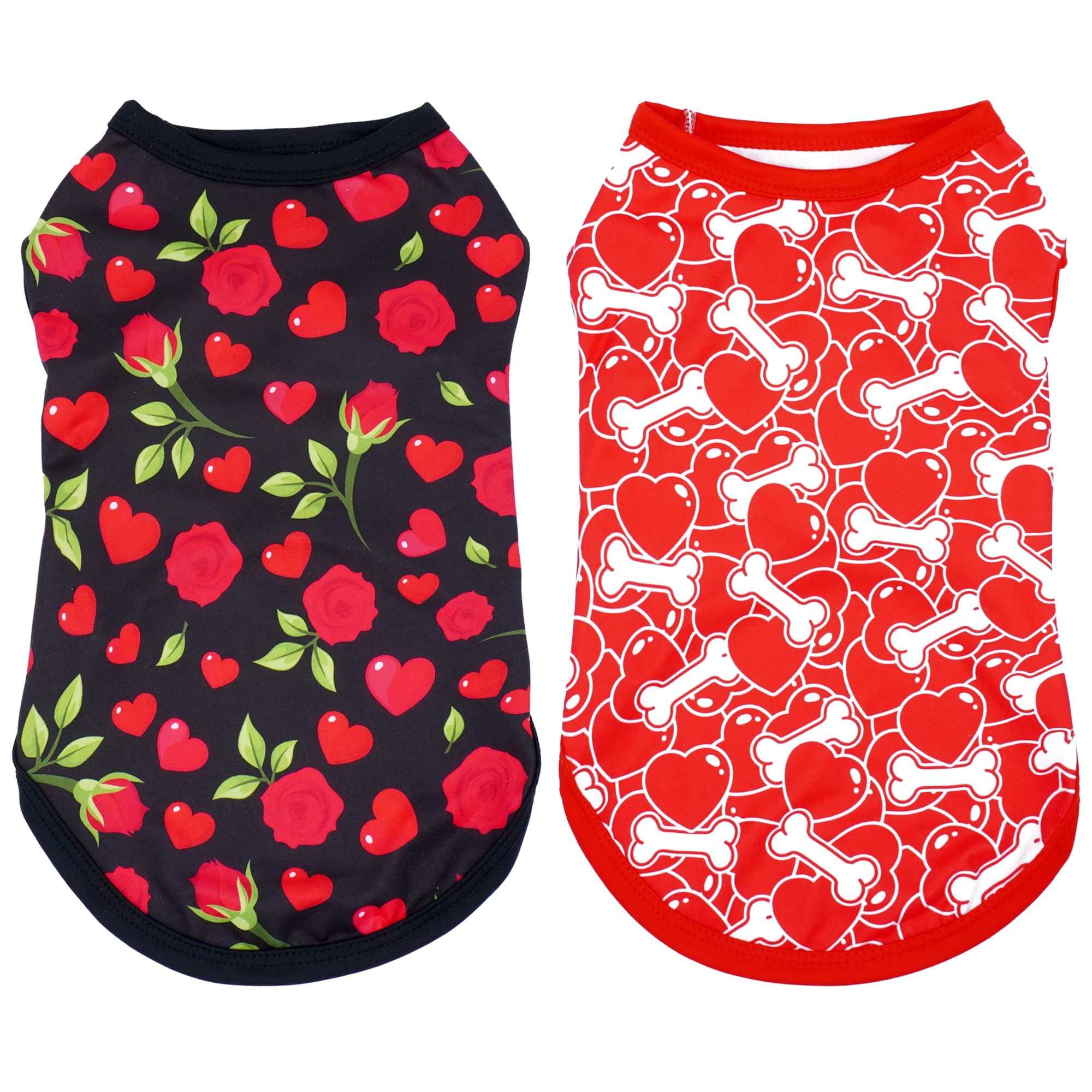 Jpgdn Valentines Dog Shirts For Xxxl Girl Boy Male Female Sleeveless Tank Top Tee Vest T-Shirts Black Red Outfit Pack Of 2