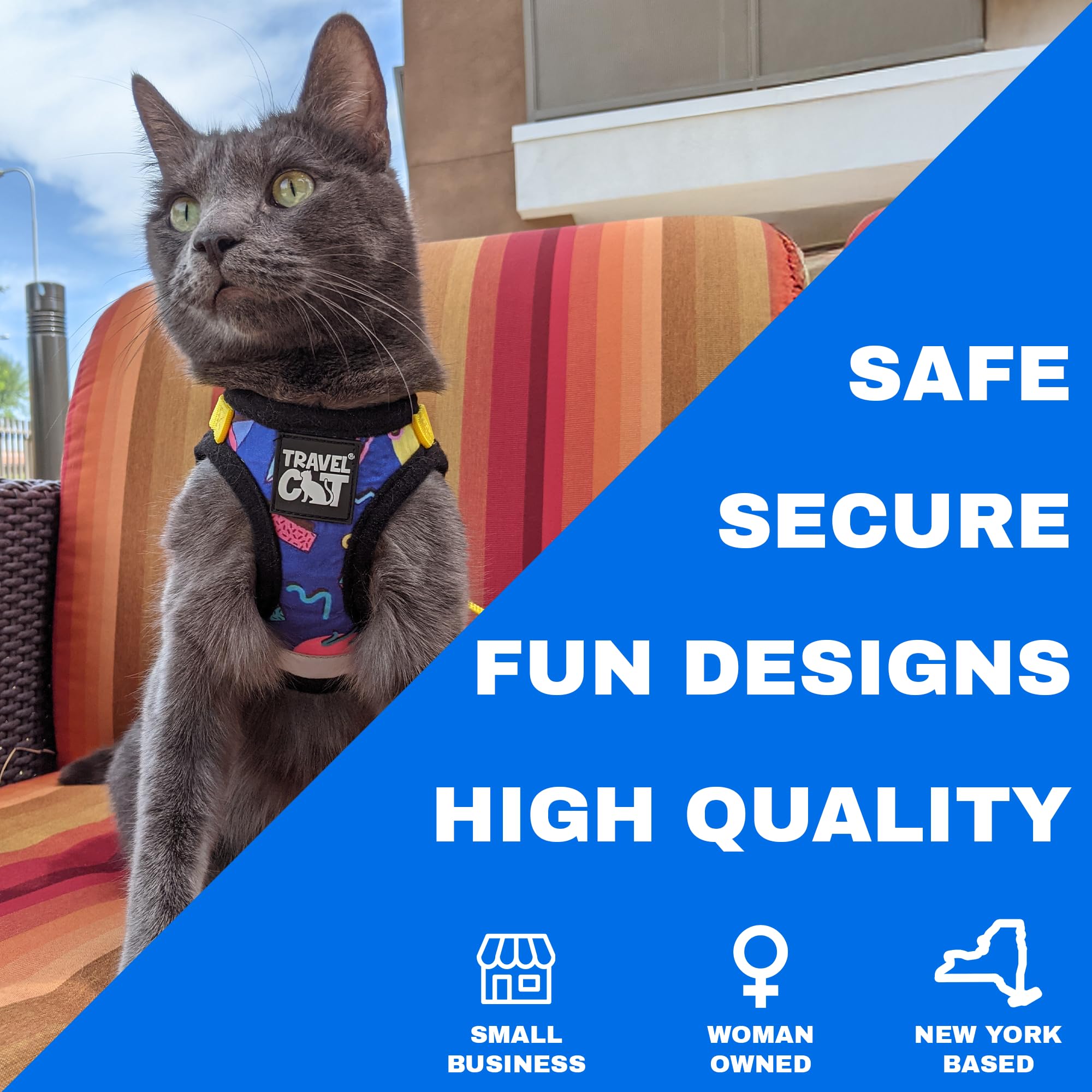 Travel Cat Harness and Leash Set - Adjustable Fit Mesh Harness and Reflective Strap - Comfort Walking Vest for Kitten for Outdoo