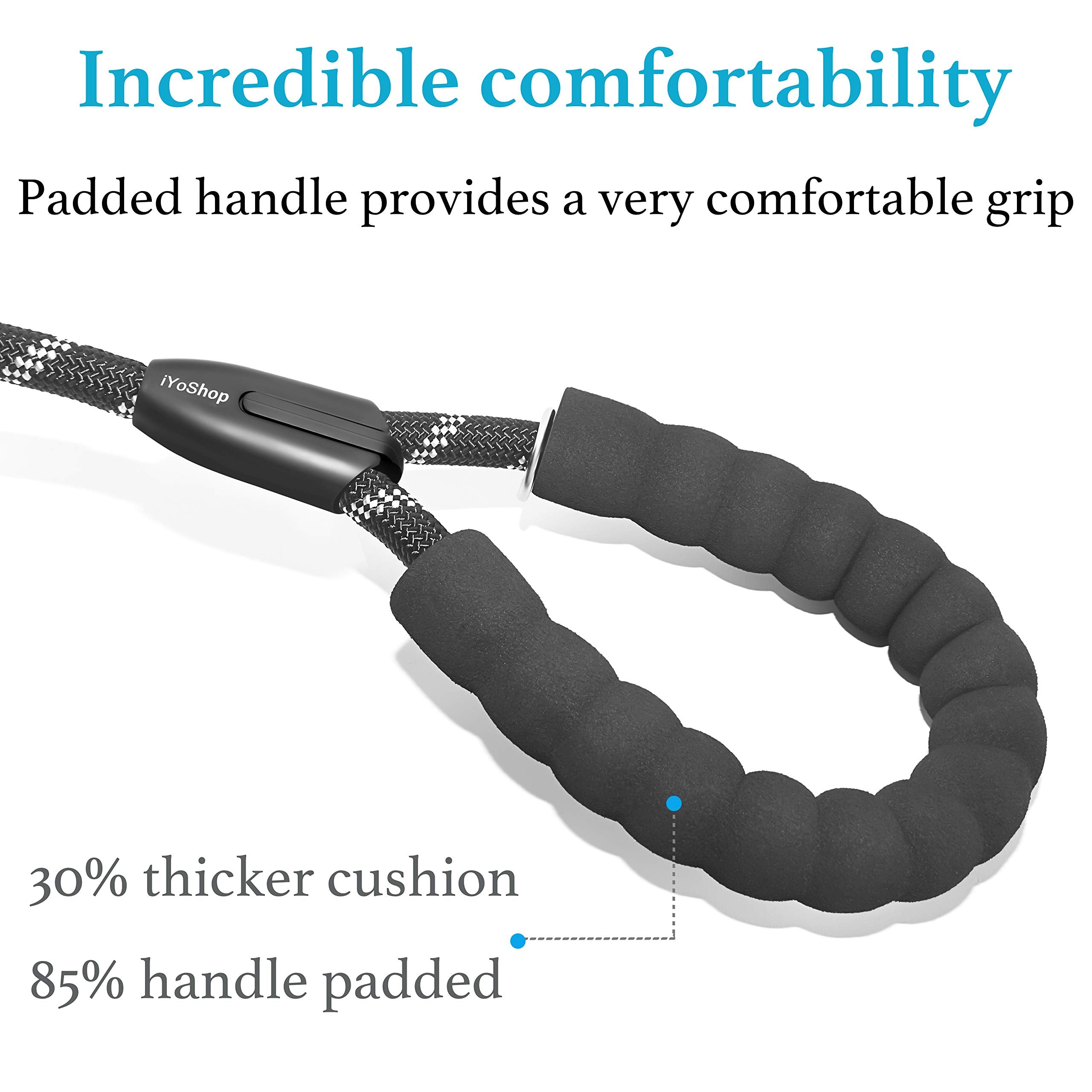 Iyoshop Dual Dog Leash, Double Dog Leash, 360 Swivel No Tangle Walking Leash, Shock Absorbing Bungee For Two Dogs, Black, Large (25-150 Lbs)