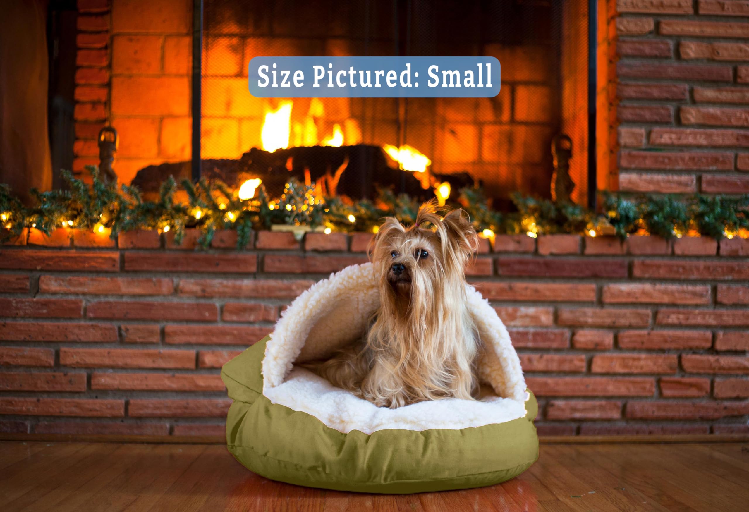 Snoozer Luxury Microsuede Cozy Cave Pet Bed, Large, Olive