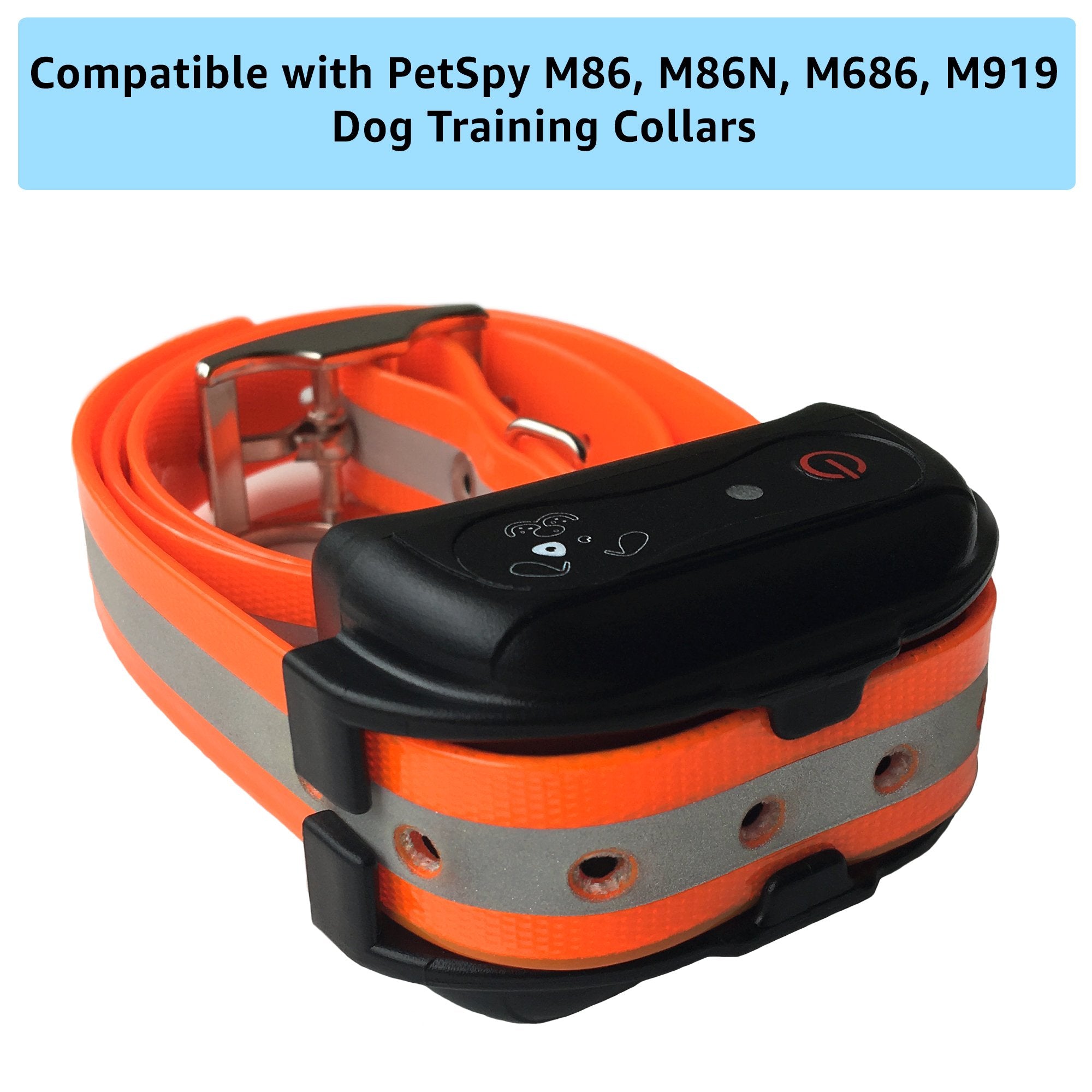 Petspy Extra Dog Collar Strap - Compatible With All Petspy Dog Training Shock Collars (Orange Reflective)