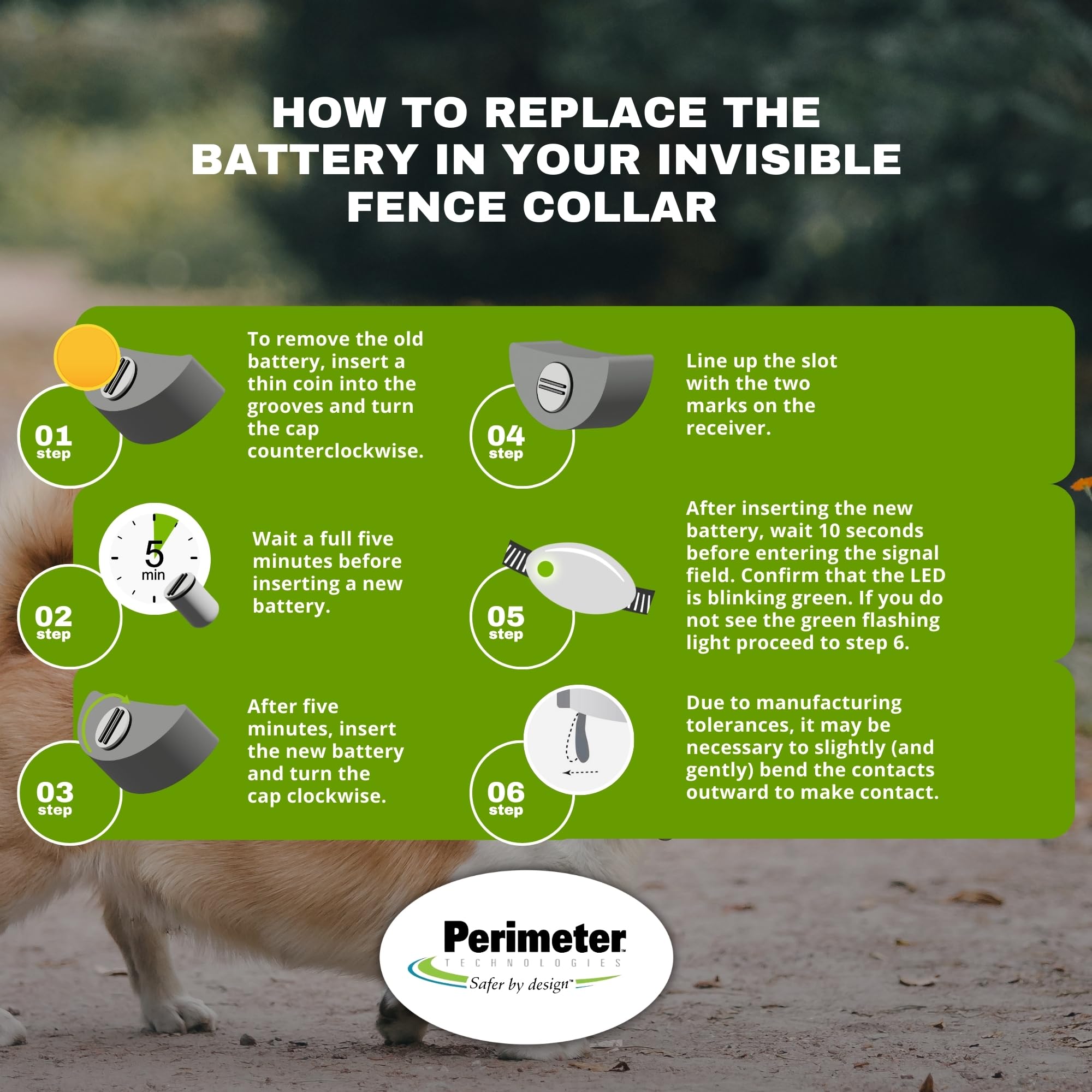 Perimeter Technologies Invisible Fence Collar Battery - Brand Compatible - Includes Eoutletdeals Pet Towel (8 Pack)