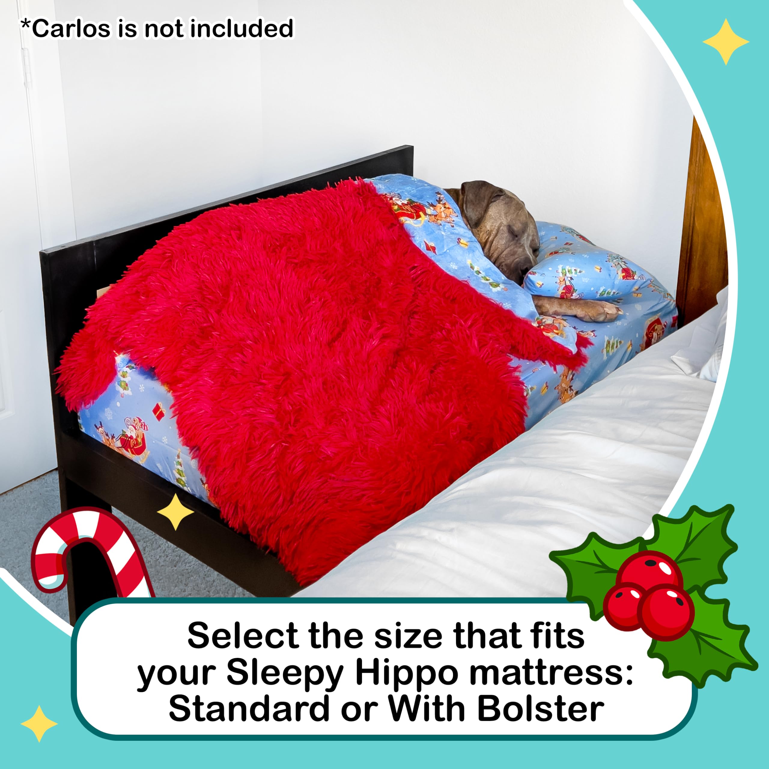 Sleepy Hippo Santa'S Helpers Bedding Set - Soft Shag & Fleece Reversible Blanket, Plush Pillow, Cute Fitted Sheet For Comfort -