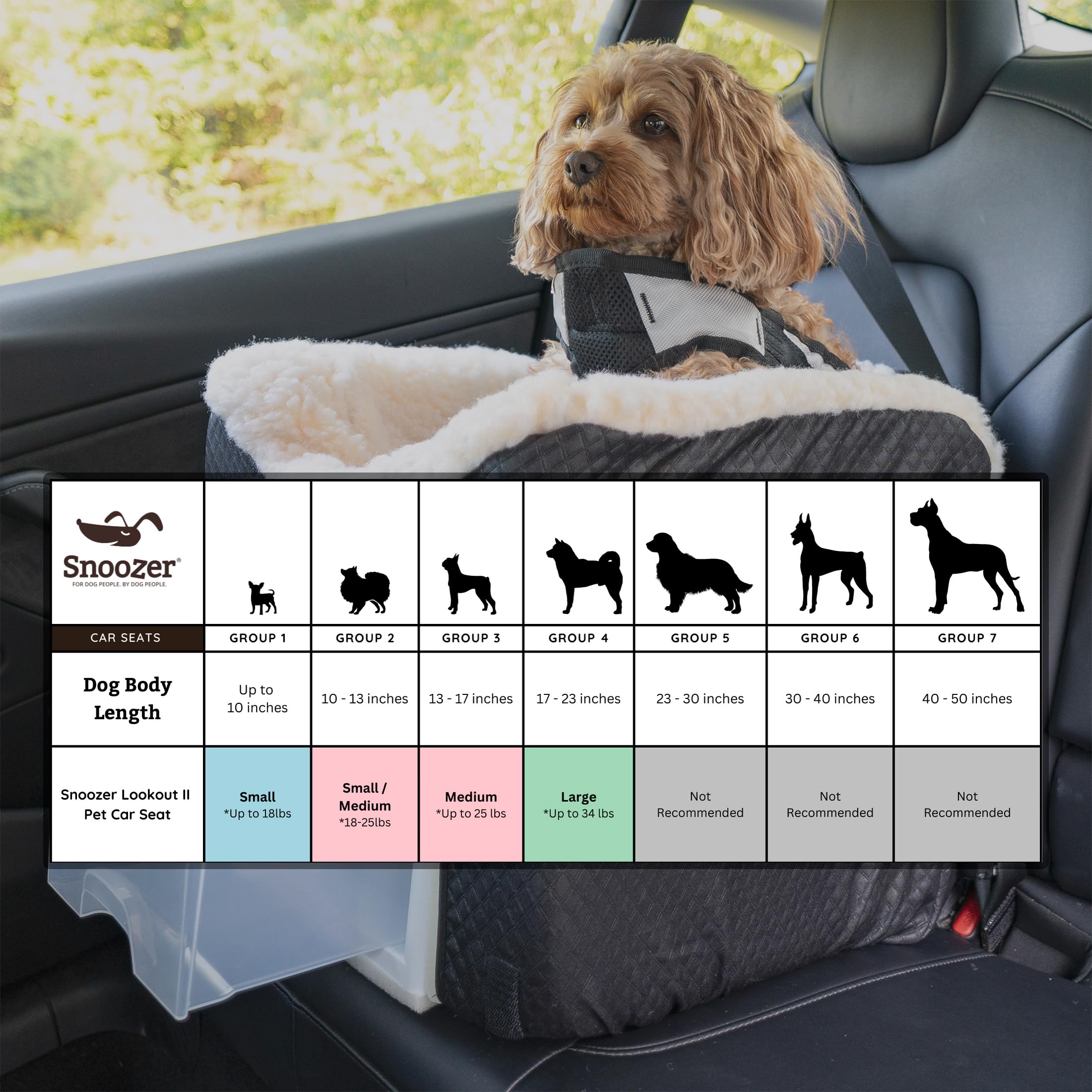 Snoozer Dog Car Seat with Storage Tray: Lookout II Car Seat for Small Dogs Under 25lbs, Size: Medium, Fabric: Stone Diamond, Pet