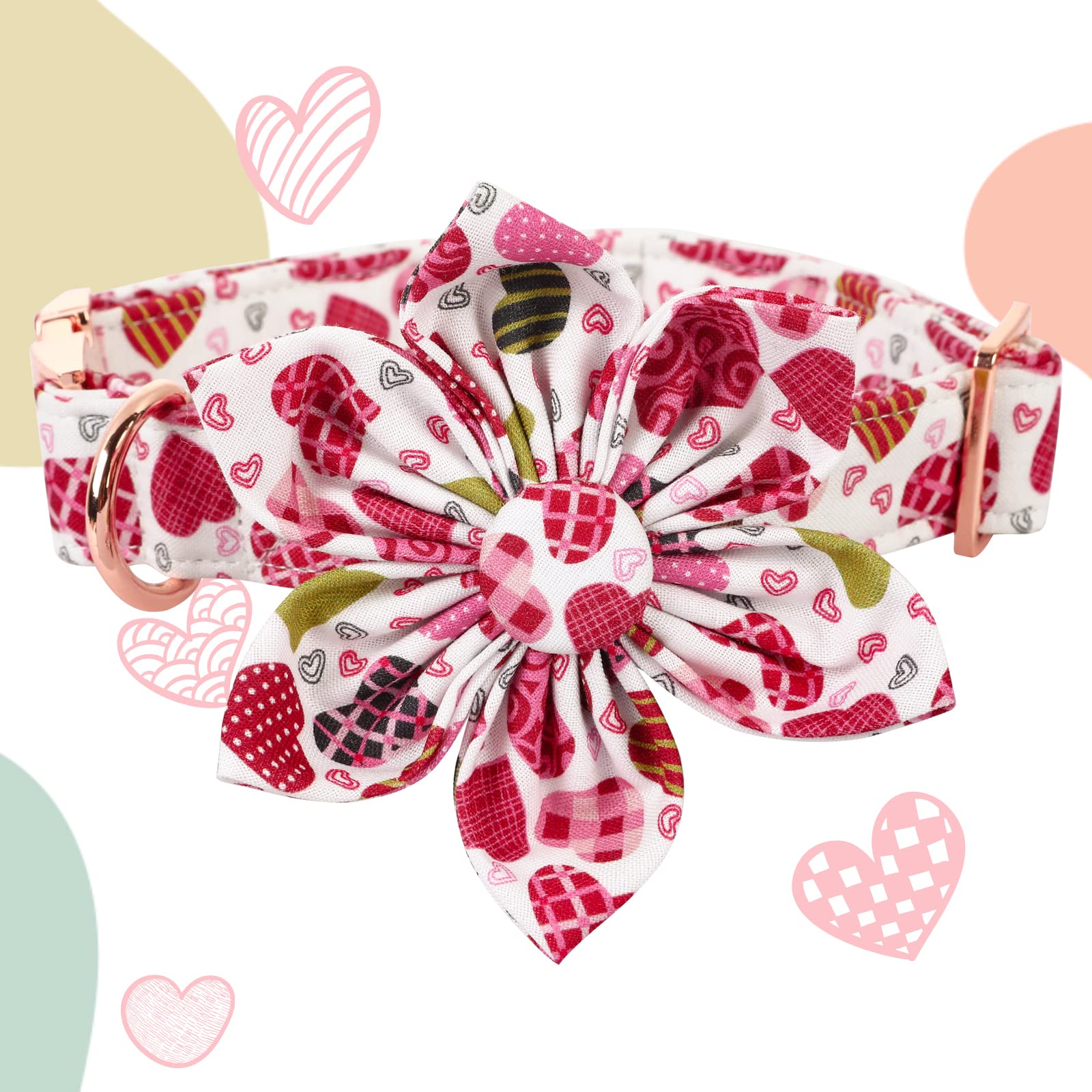 Lionheart Glory Heart Dog Collar - Valentine'S Day Collar With Cute Floral Pattern For X-Large Dogs