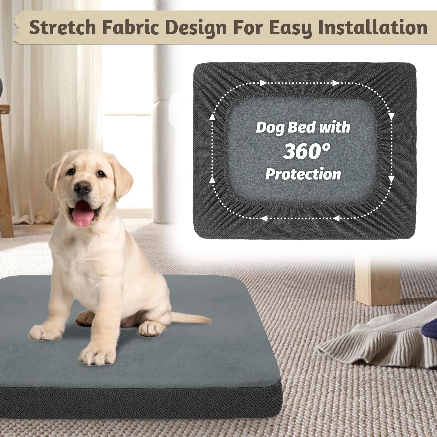 Softown Dog Bed Covers Replacement Washable Dog Bed Waterproof Cover Soft Cover For Dog Cat, Cover Only (Grey, 20X15X6 Inches)