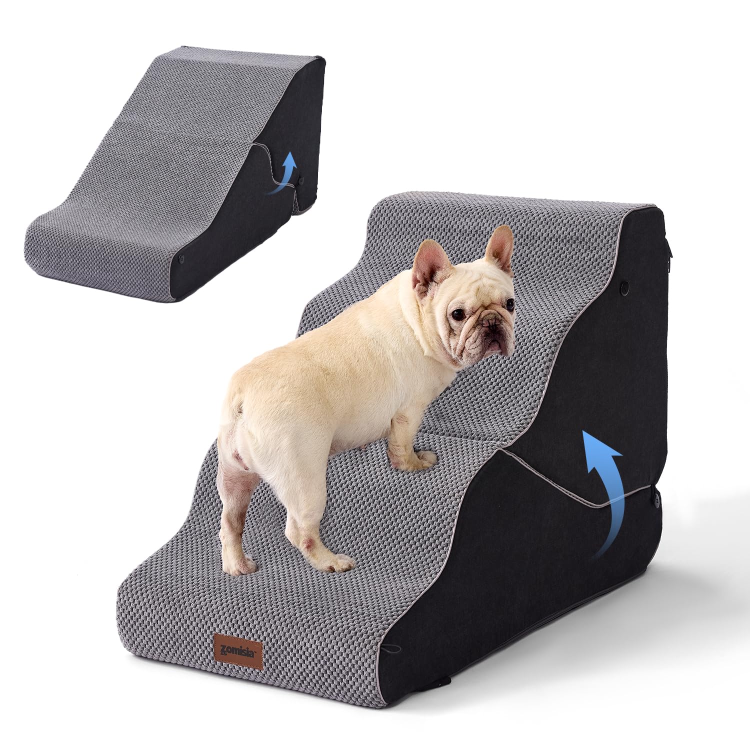 ZOMISIA Dog Ramp for Bed - 21 H 2-in-1 Transformable 4 Steps Dog Stairs and Ramp, Pet Steps for Couch with Non-Slip Waterproof C
