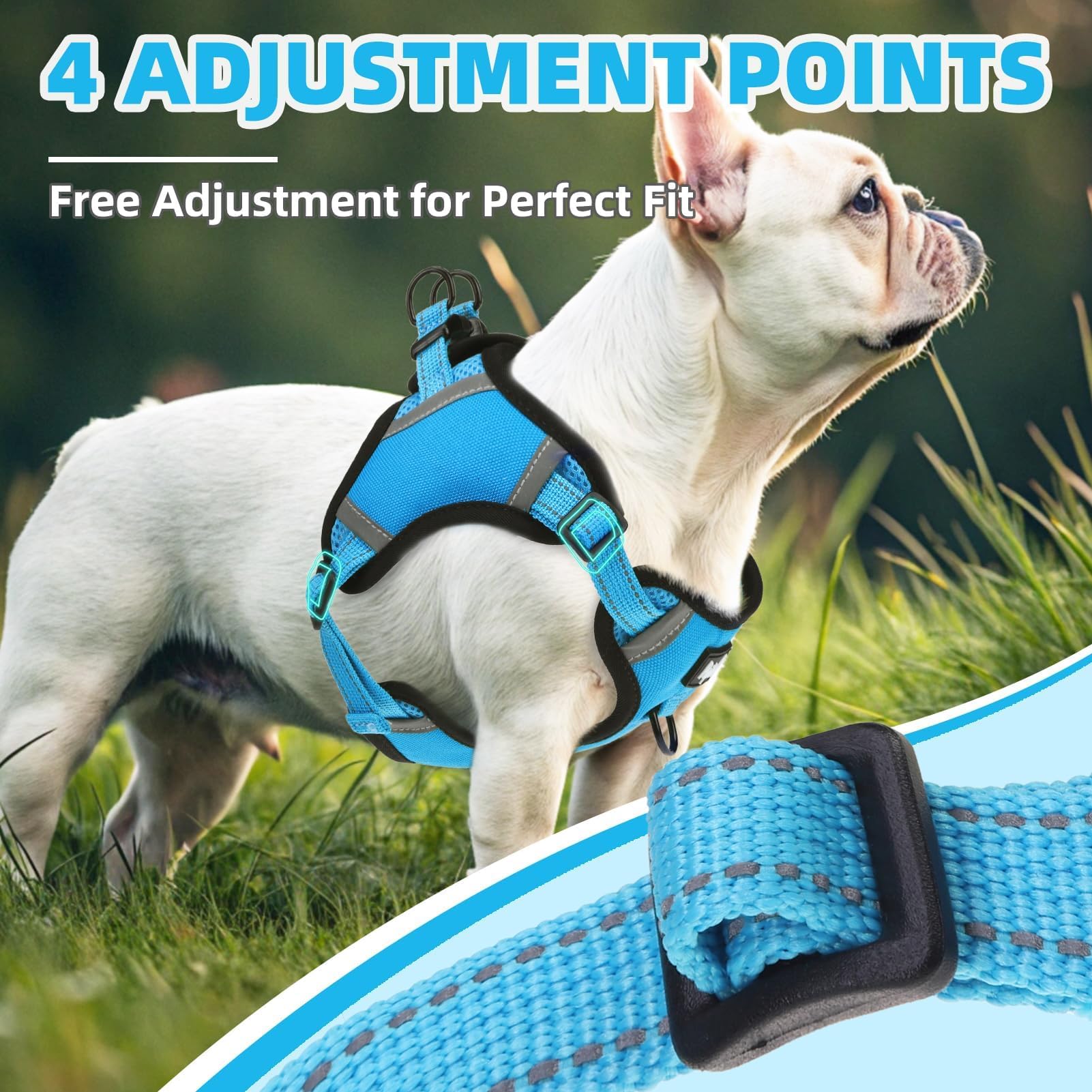 Pupteck No Pull Dog Harness Medium Sized Dog, Adjustable Reflective Escape Proof Easy Control, Comfortable Soft Padded Step In P