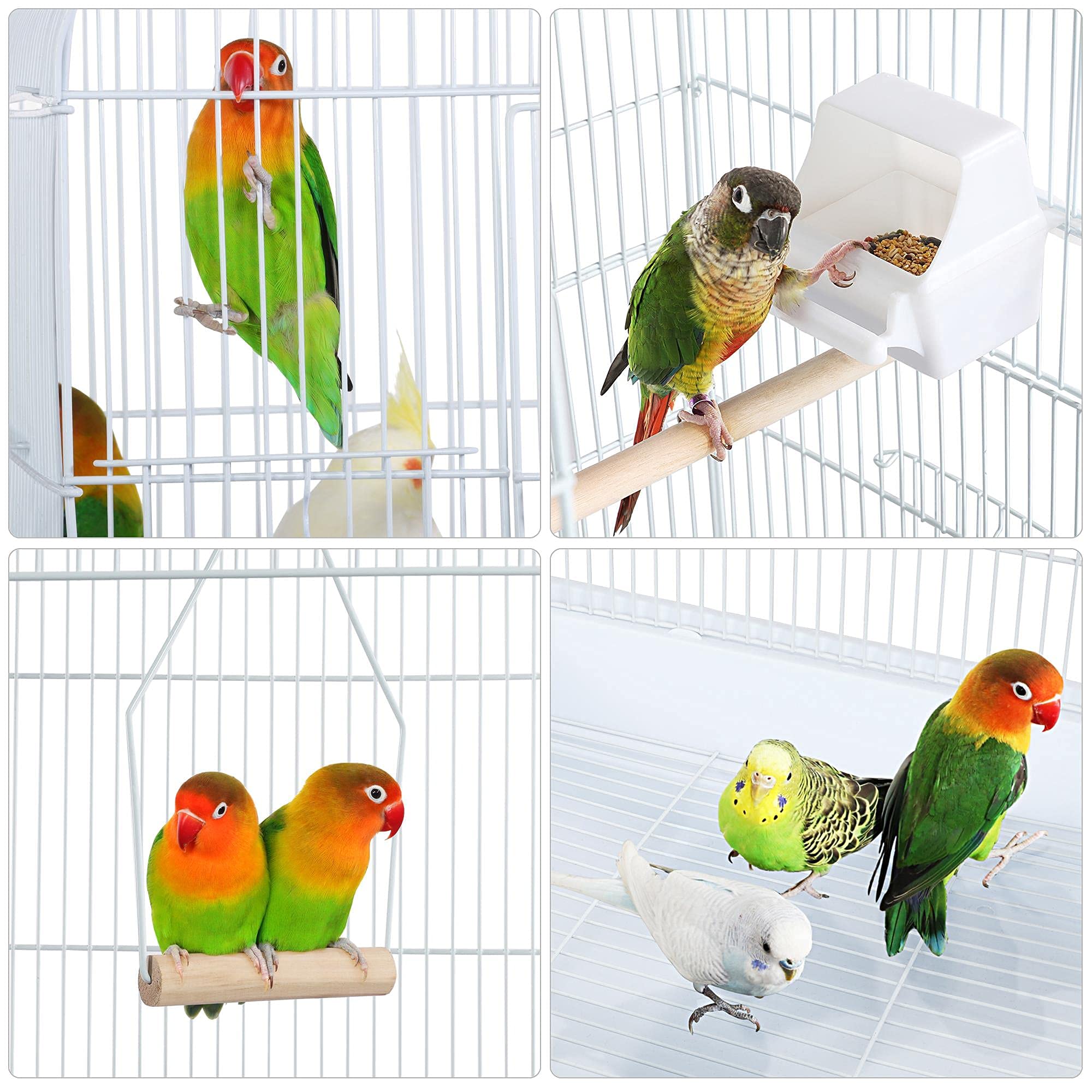 Yaheetech 64-Inch Open Play Top Bird Cages For Parakeets Cockatiels Finches Lovebirds Canaries Conures Budgies Parrot Birdcage W/Detachable Rolling Stand, White