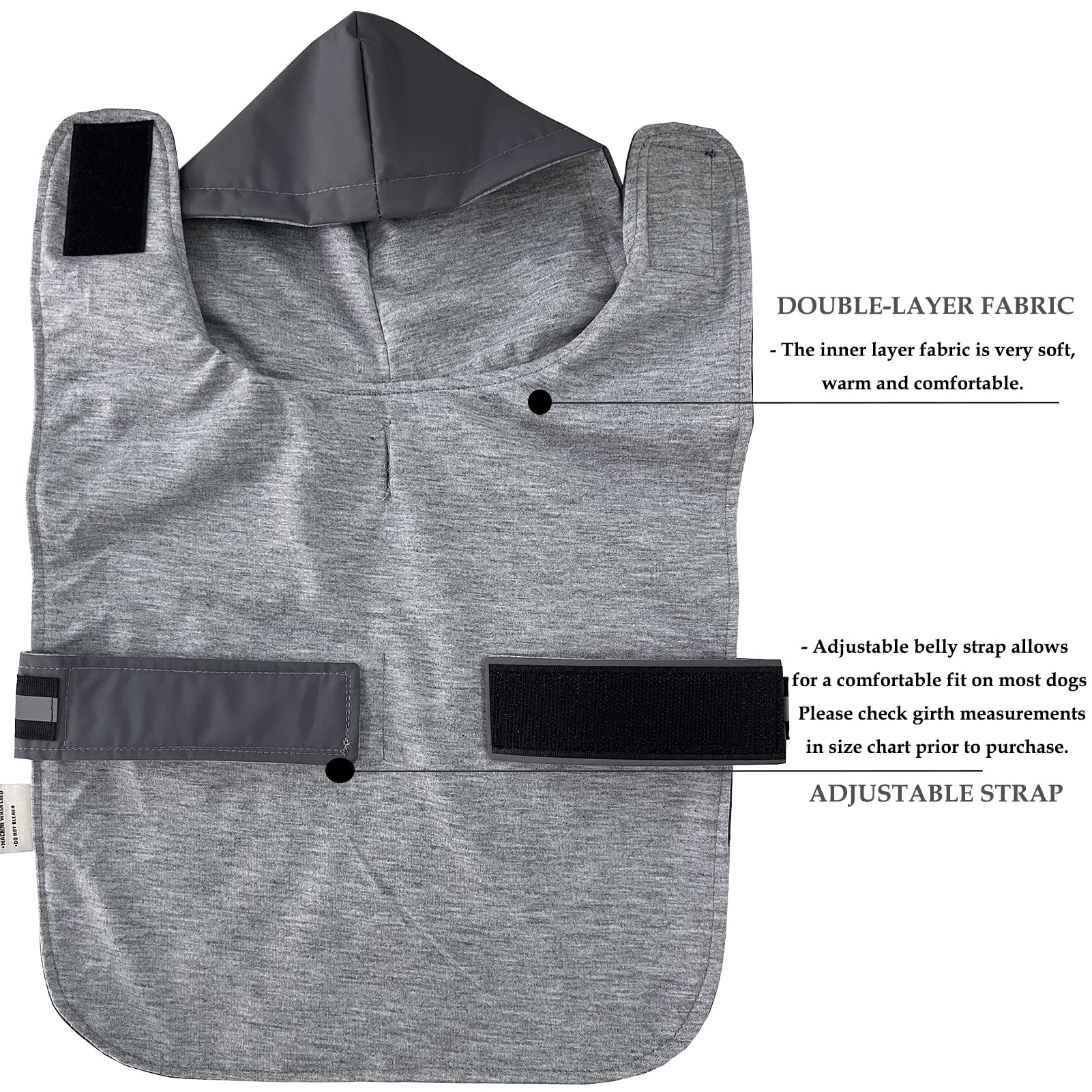 Leerking Dog Raincoat Hooded Leash Hole 10 Sizes, Waterproof Double Layer Dog Rain Coat Jacket With Cotton Lining For Small Medium And Large Dog,Grey,3Xl
