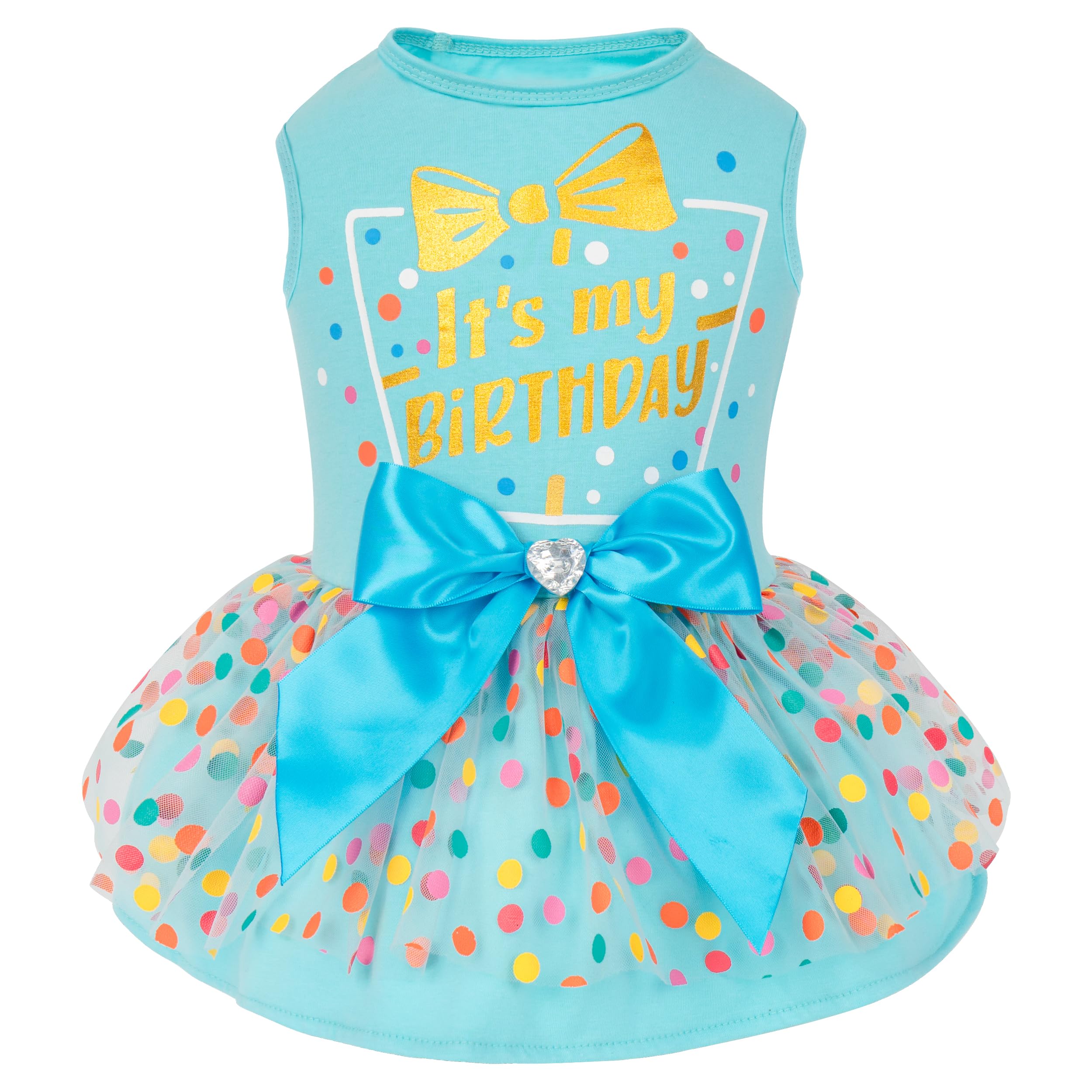 Cyeollo Dog Birthday Dress Party Tulle Dog Clothes Girl Dog Dresses For Small Medium Dogs Pet Holiday Outfit Apparel, Blue, Xl