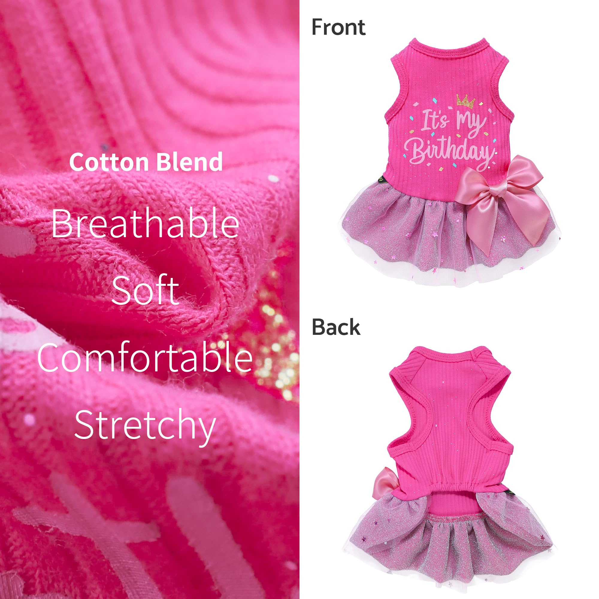Fitwarm It'S My Birthday Dress With Bowknot For Small Dogs, Funny Clothes For Female Pets, Pink, Xs