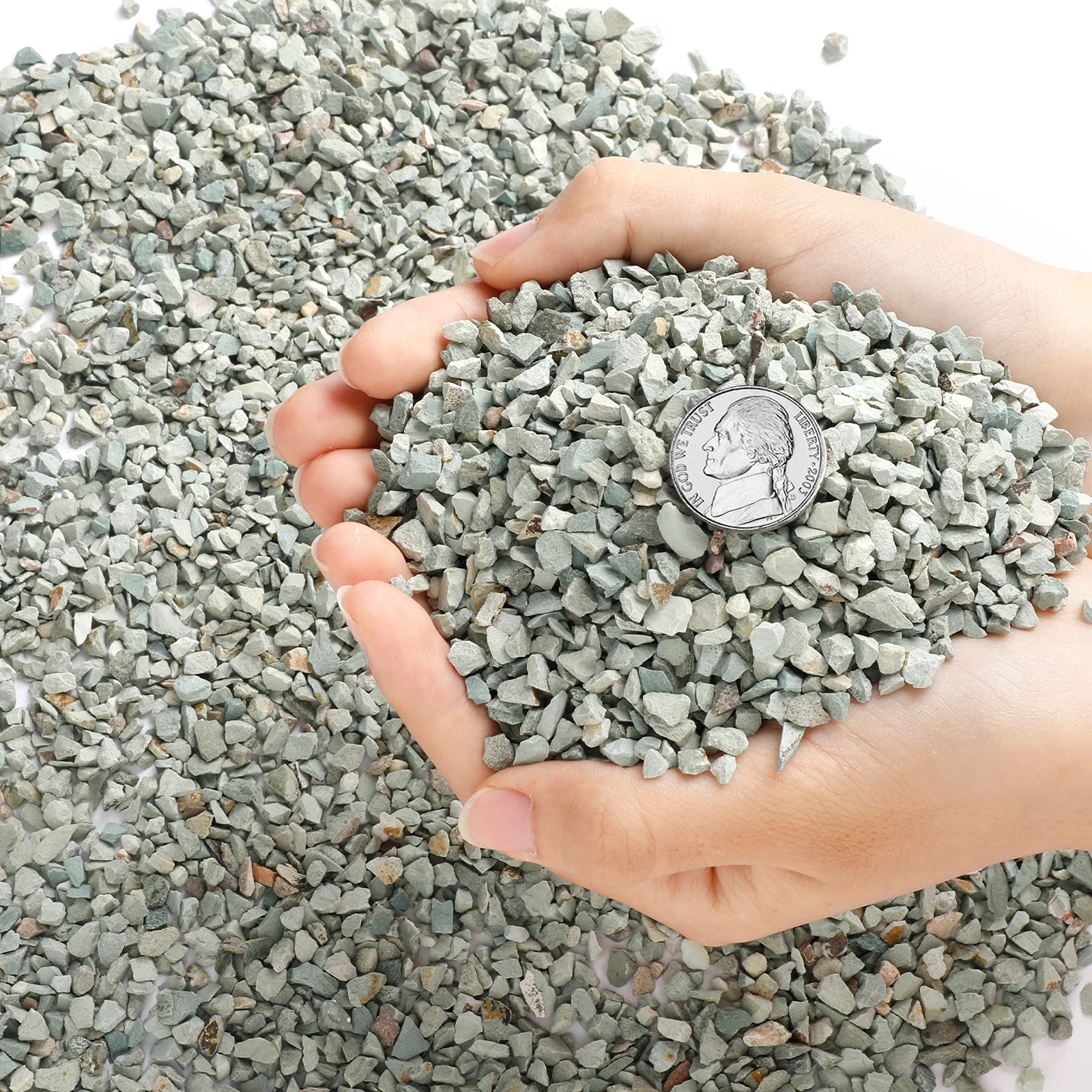 Boniosz 2lb Succulents and Cactus Green Zeolite, D  cor & Additive Rocks, Natural Decorative Gravel for Bonsai, Fairy Gardening,