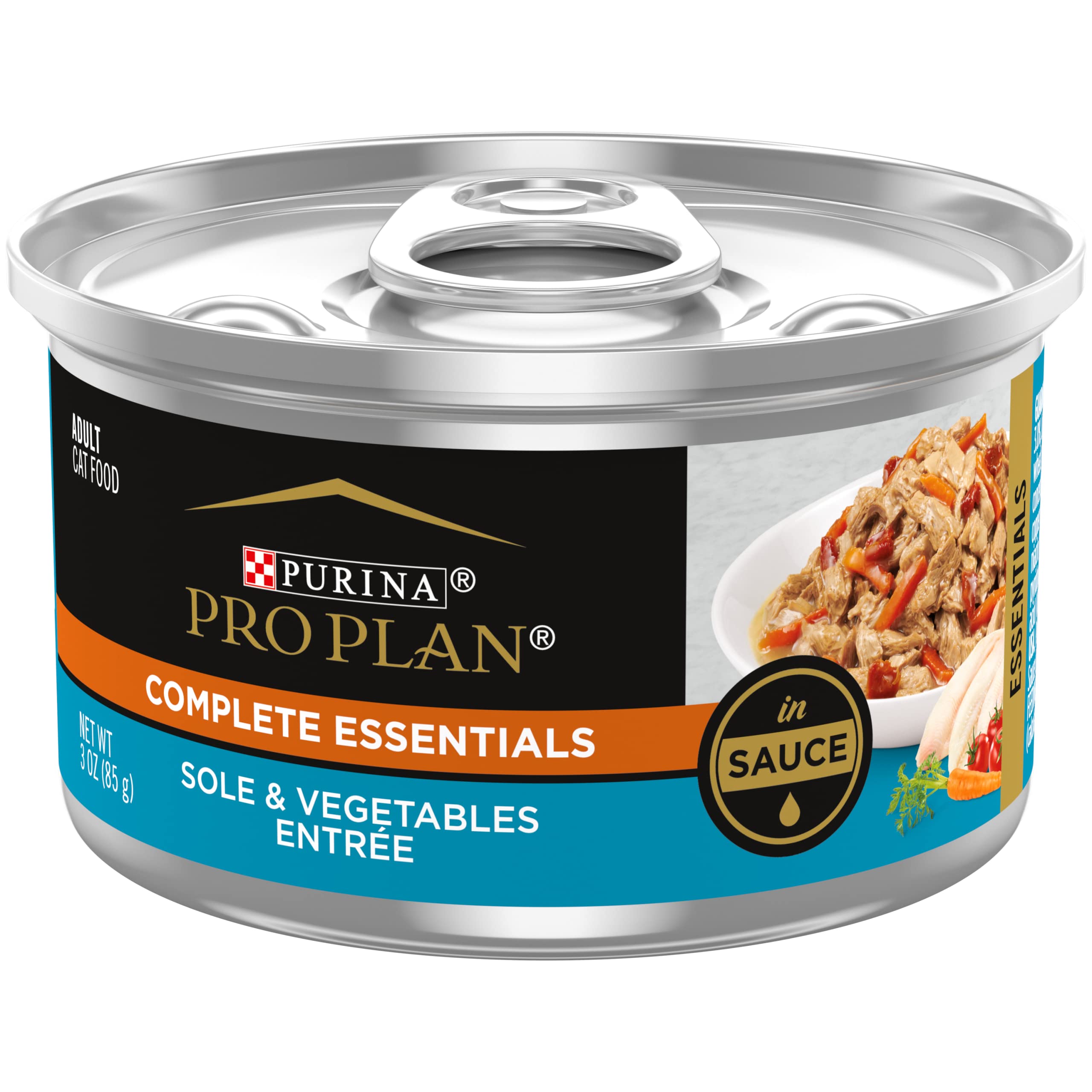 Purina Pro Plan Gravy, Pate, High Protein Wet Cat Food, COMPLETE ESSENTIALS Sole & Vegetable Entree in Sauce - (Pack of 24) 3 Oz