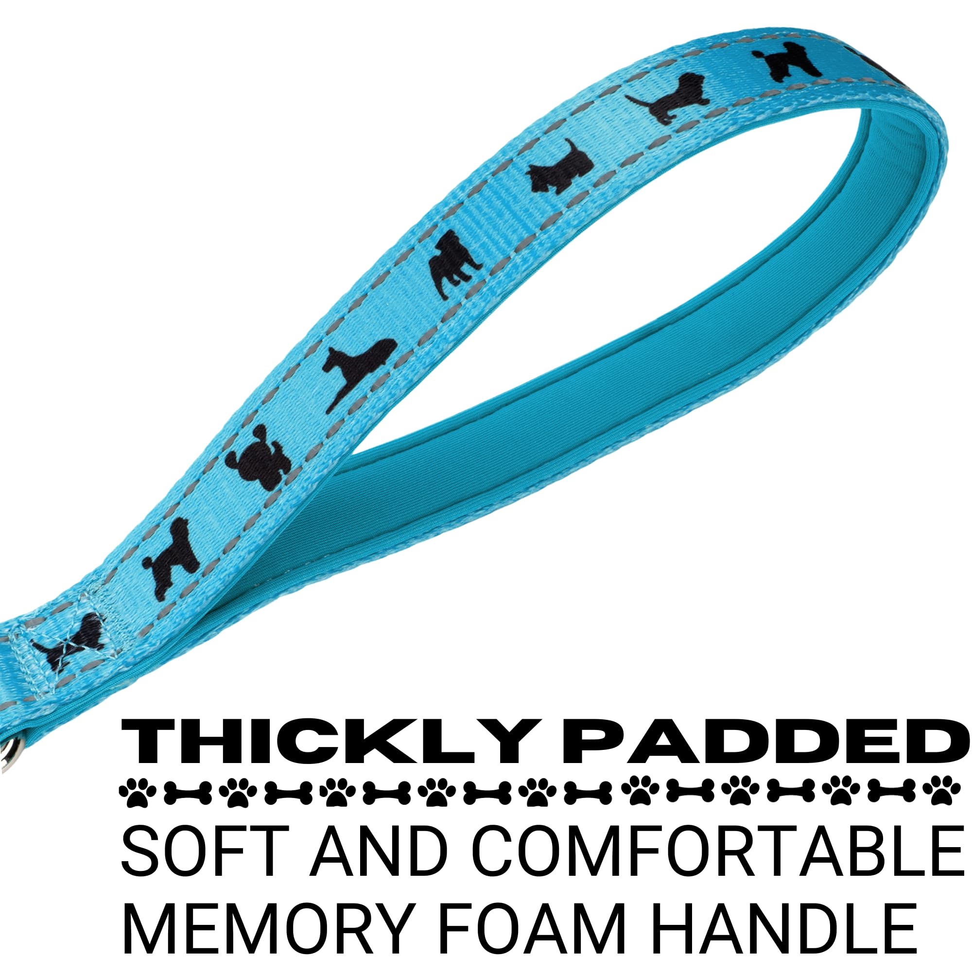 Ecobark Dog Leash - Soft & Reflective Comfort Training Leashes With Padded Handle - Strong Durable Heavy Duty - Training And Pulling For Small, Medium Or Large Dogs (Sky Blue)