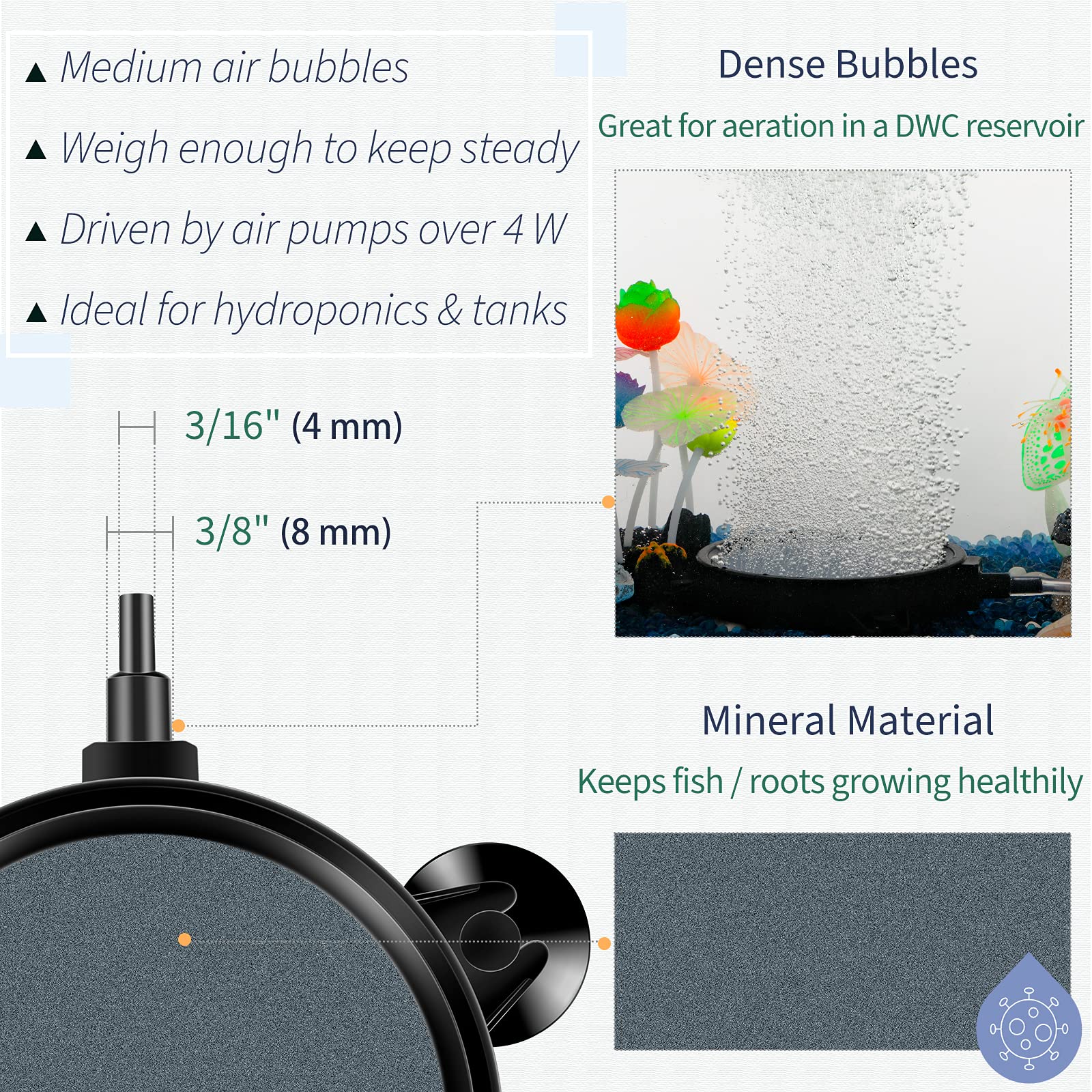 Pawfly Aquarium 4 Inch Air Stone Disc Bubble Diffuser Release Tool For Air Pumps Buckets Fish Tanks Ponds Dwc Reservoirs And Cir