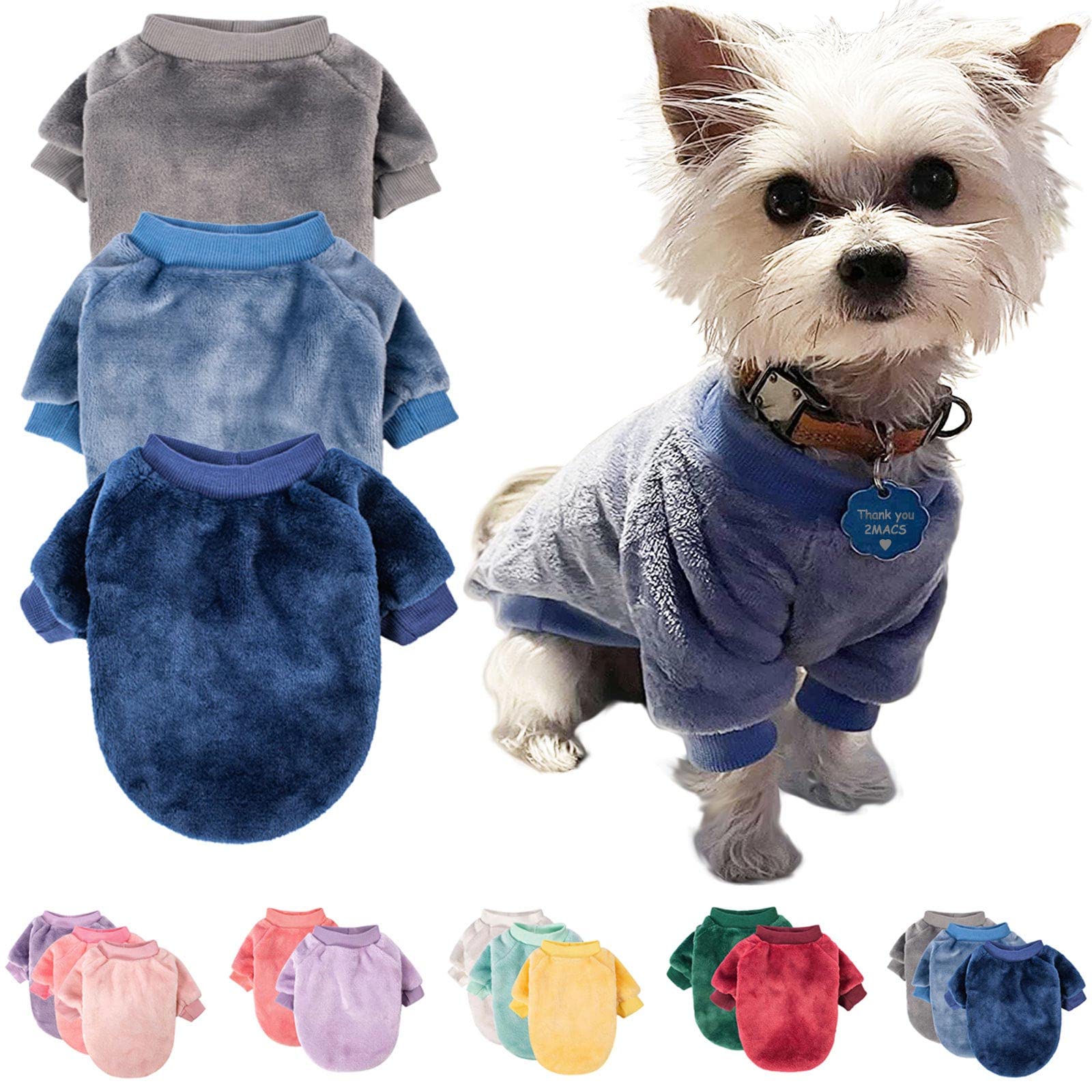 Fabricastle Small Dog Sweaters, 3-Pack Dog & Cat Clothes, Ultra Soft And Warm Pet Jackets For Small Dogs Boy & Girl, Winter Pet 