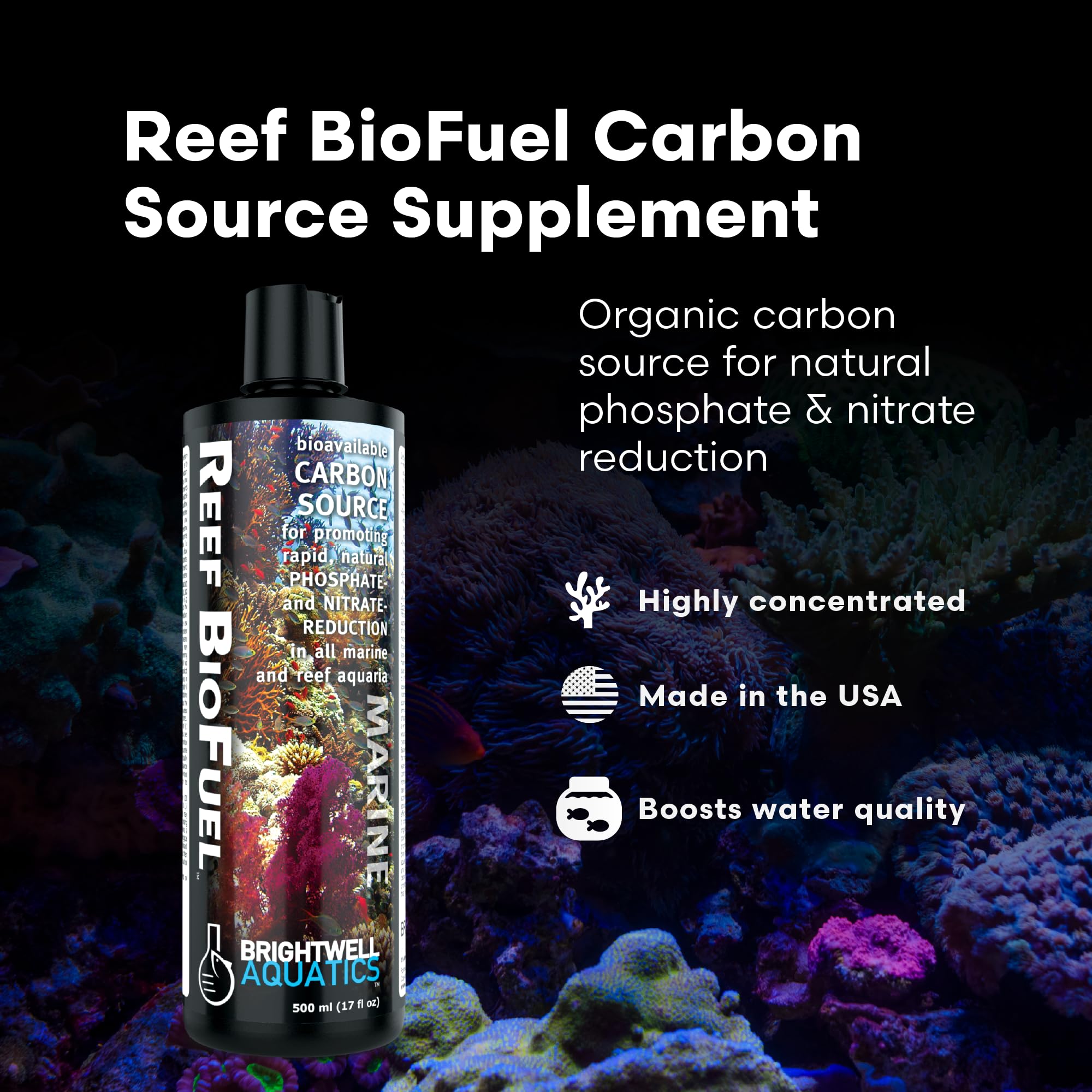 Brightwell Aquatics Reef BioFuel - Organic Carbon Supplement for Marine and Reef Aquariums, Aiding Bacterioplankton Growth That