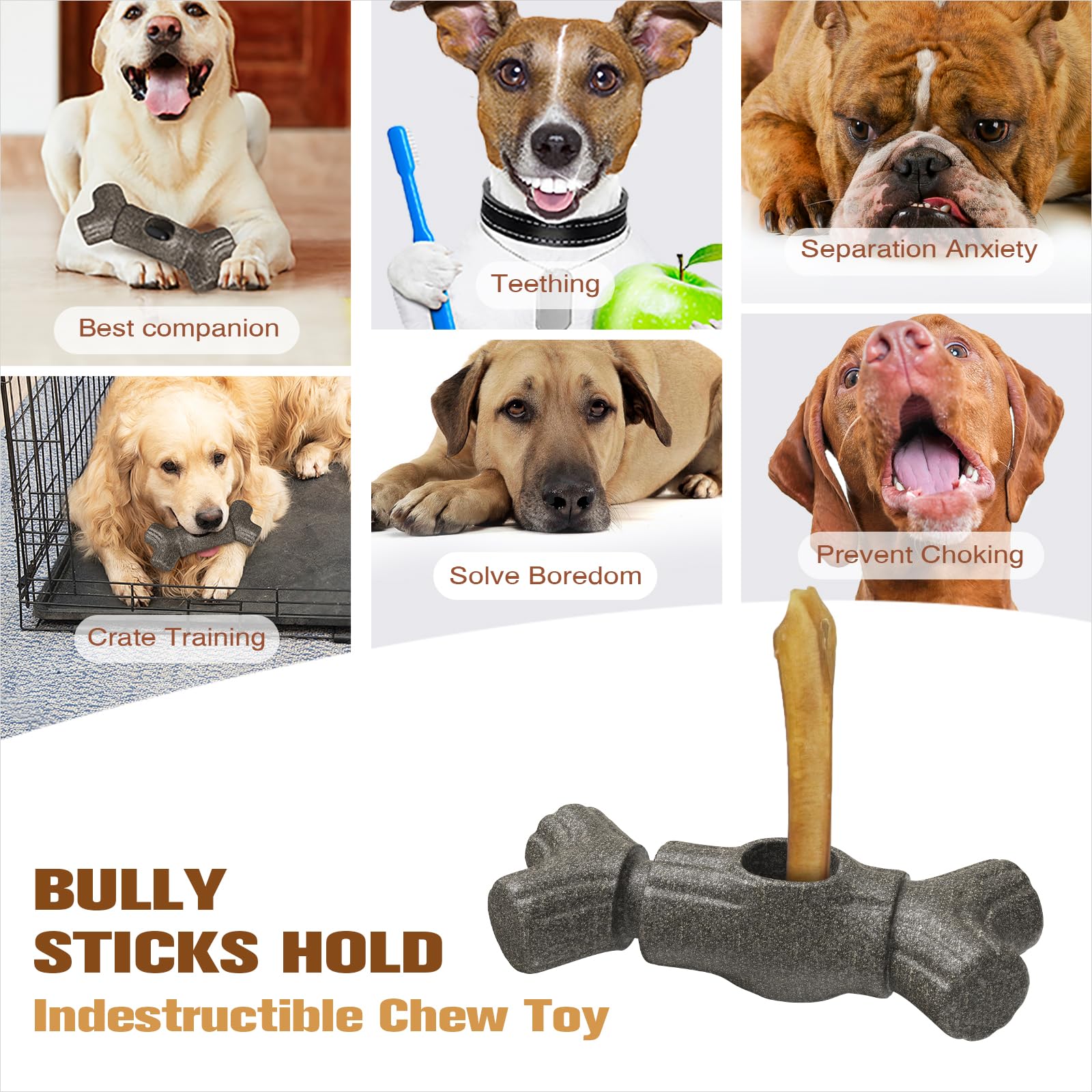 Tlkng Dog Bully Stick Holder Safety Device Indestructible Sturdy Tough Enduring Chew Tuff Toy For Medium/Large Aggressive Chewer