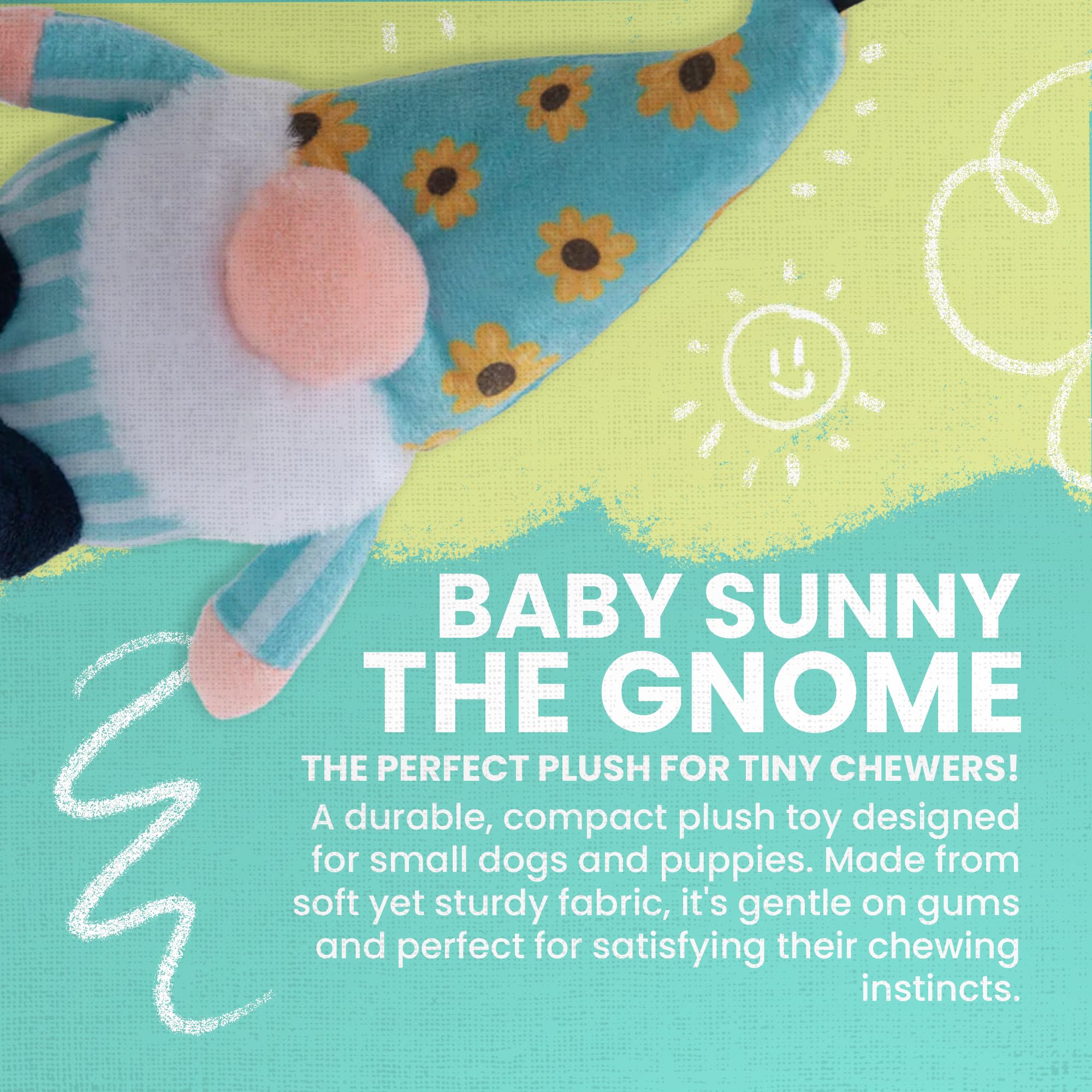 Snugarooz Baby Sunny Small Gnome Plush Toy – Gentle And Sturdy Squeaky Dog Toy For Small Breeds - Ideal For Biting And Fun Play - Eco Friendly