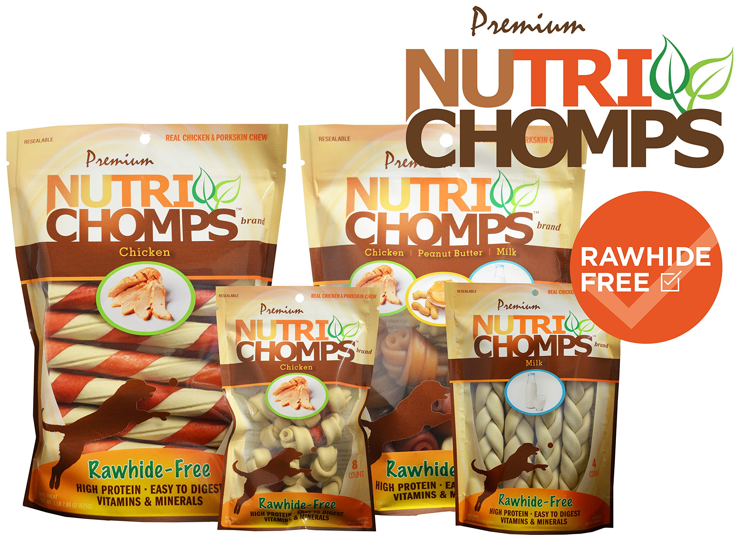 NutriChomps Dog Chews, 6-inch Twists, Easy to Digest, Rawhide-Free Dog Treats, 21 Count, Real Chicken flavor