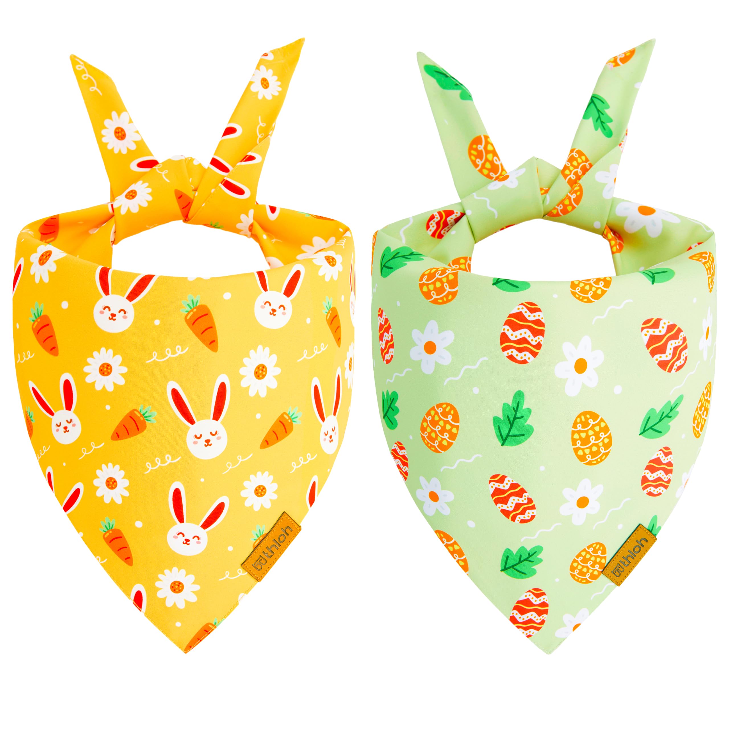 Thloh Easter Dog Bandanas 2 Pack - Pet Scarf For Boy And Girl, Spring Pet Accessory, Reversible Holiday Bandana For Medium And L