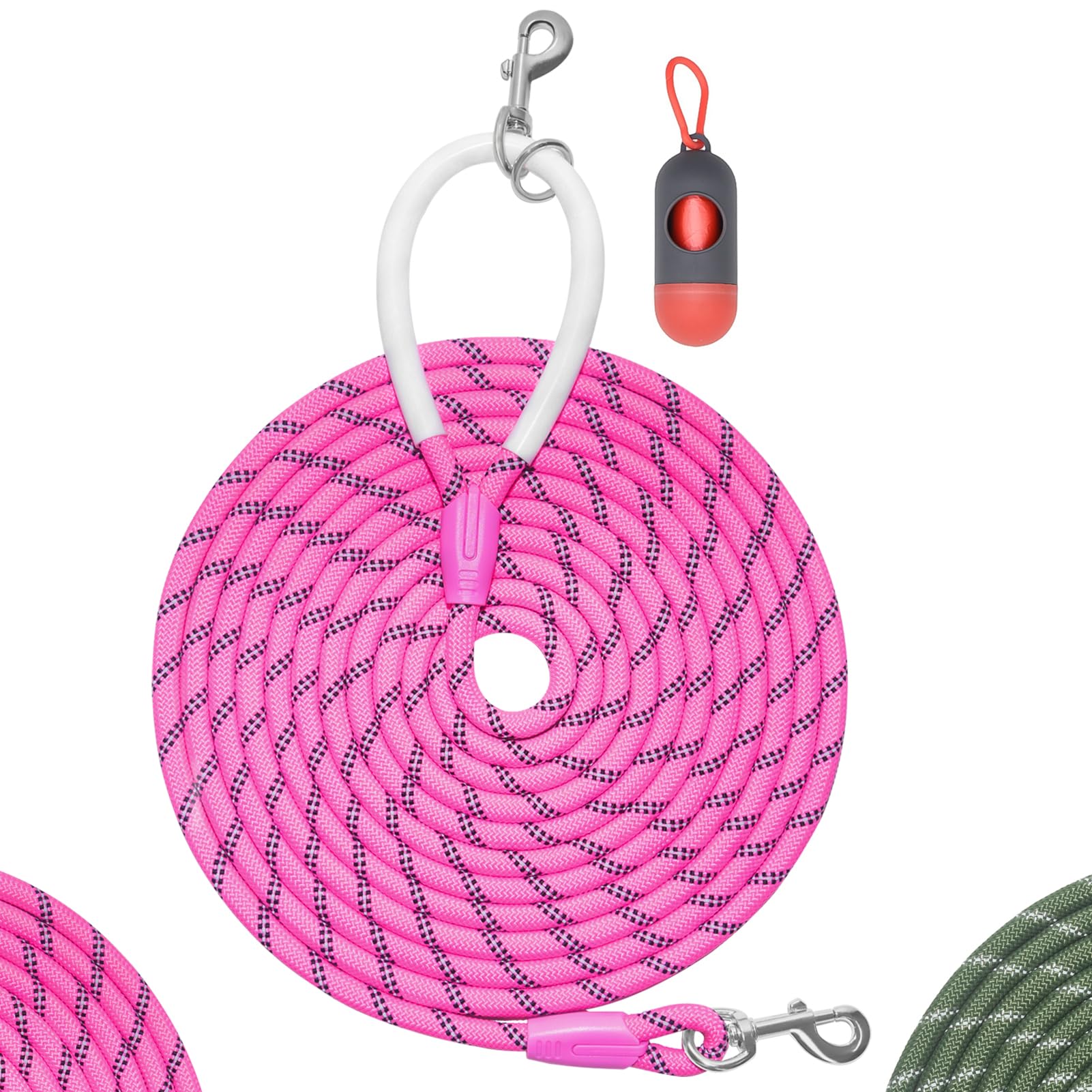 Codepets Heavy Duty Nylon Dog Leash 10FTx1/2in Pink with Comfortable Silicone Handle Highly Reflective No Tangle for Medium Larg