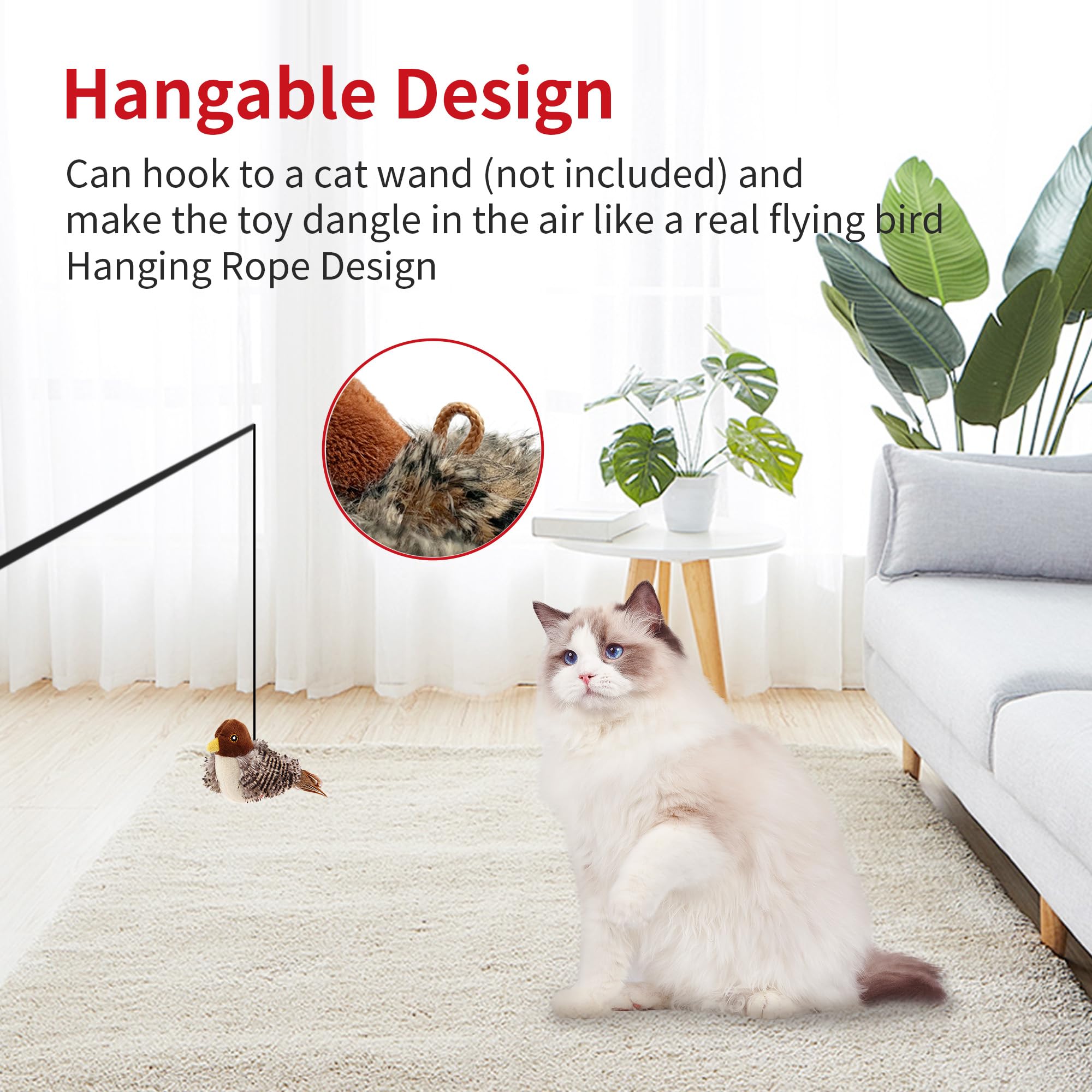 Petgeek Gigwi Bird Cat Toy Simulated Chirping Bird Cat Toy, Fake Bird Cat Toys For Indoor Cats, Melody Chaser Cat Toys With Hang