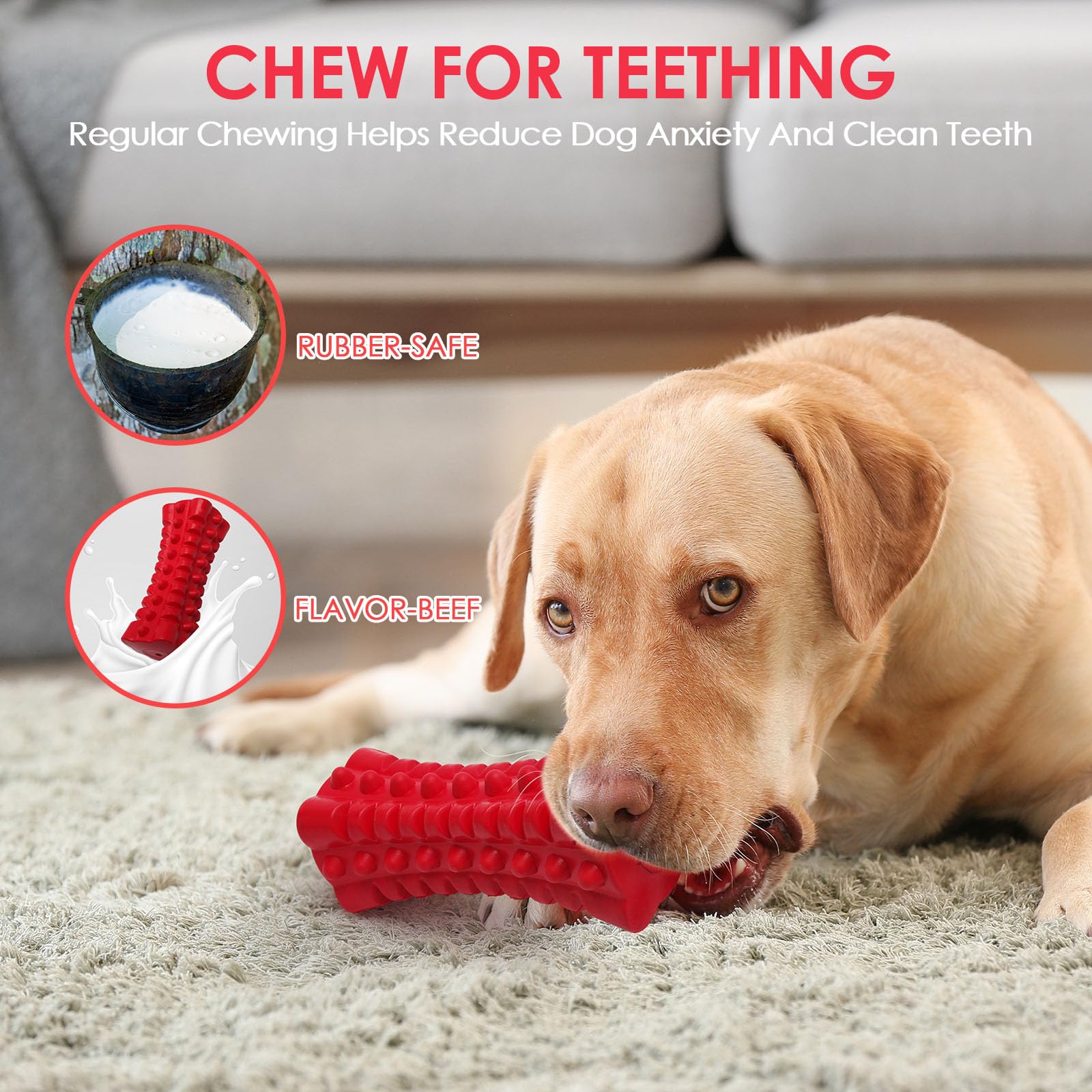 Vanfine Indestructible Squeaky Dog Toy – Tough Rubber Chew Toy For Aggressive Large Dogs, Durable And Safe For Interactive Play