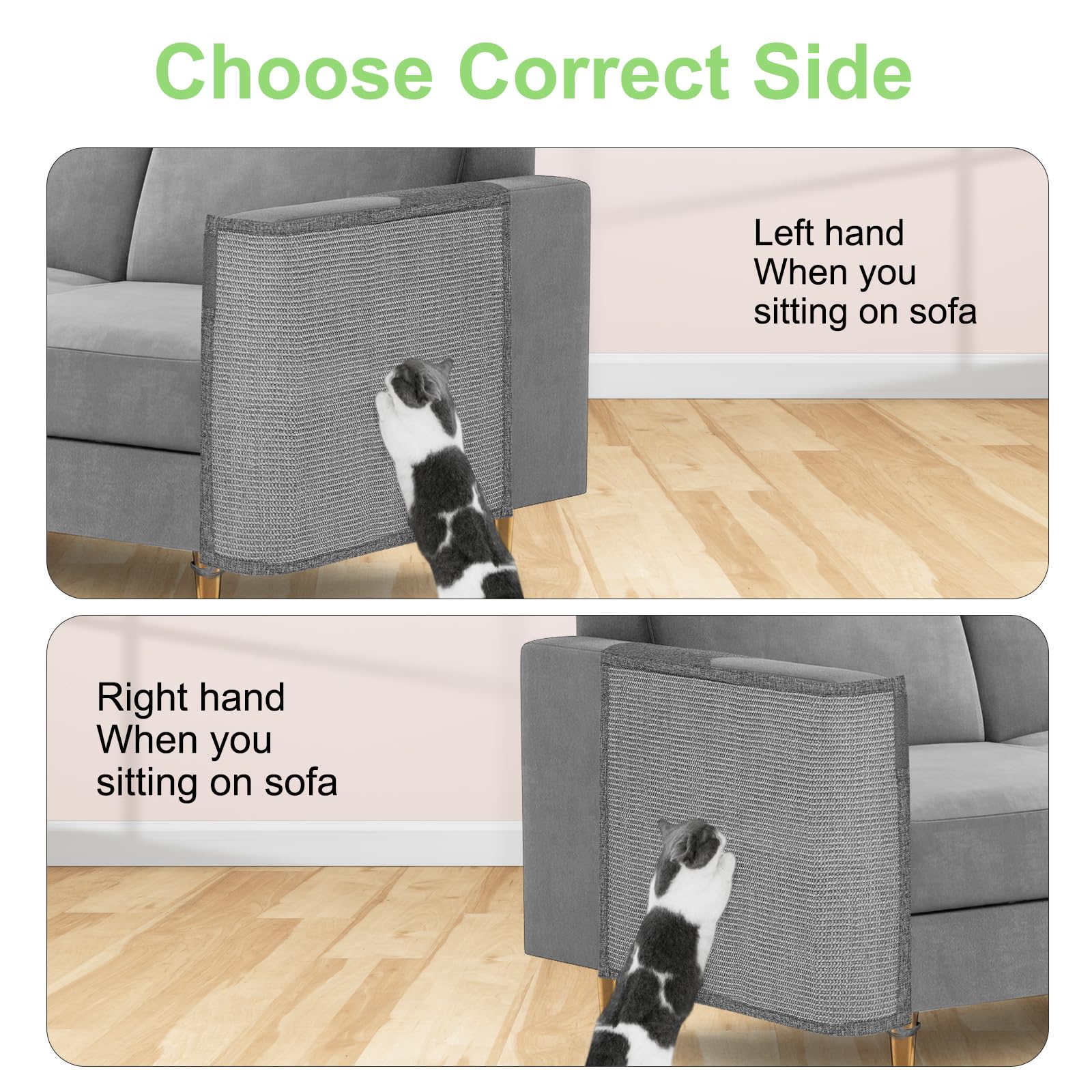 Oroonoko Cat Scratch Couch Protector,23.6L*19.6Winch Furniture Protector Pad,Cat Sofa Arm Sheild With Grey Natural Sisal For Pro