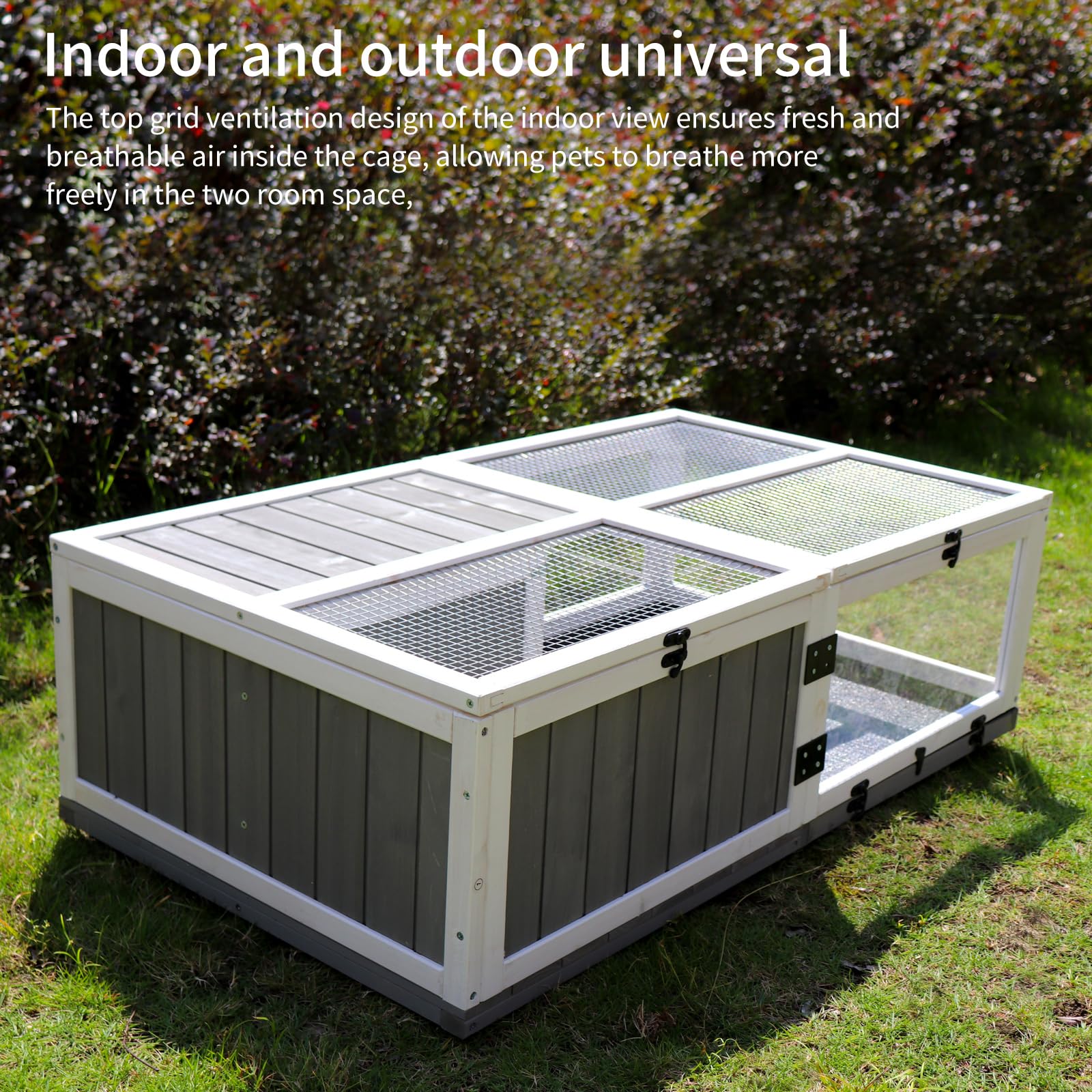 Tortoise Habitat, Wooden Tortoise House W/Removable Waterproof Tray Indoor Outdoor Turtle Enclosure For Small Animals Outdoor Wo