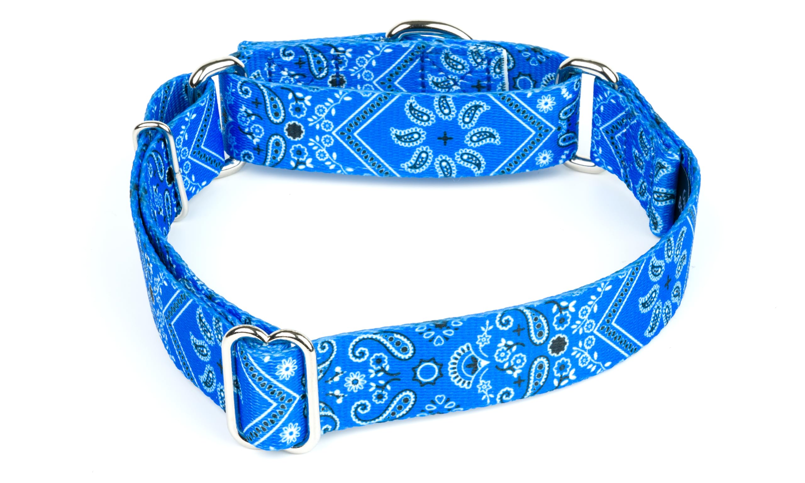 Country Brook Petz - Blue Bandana Martingale Dog Collar - Country And Western Collection Featuring Rugged Designs (1 Inch, Large