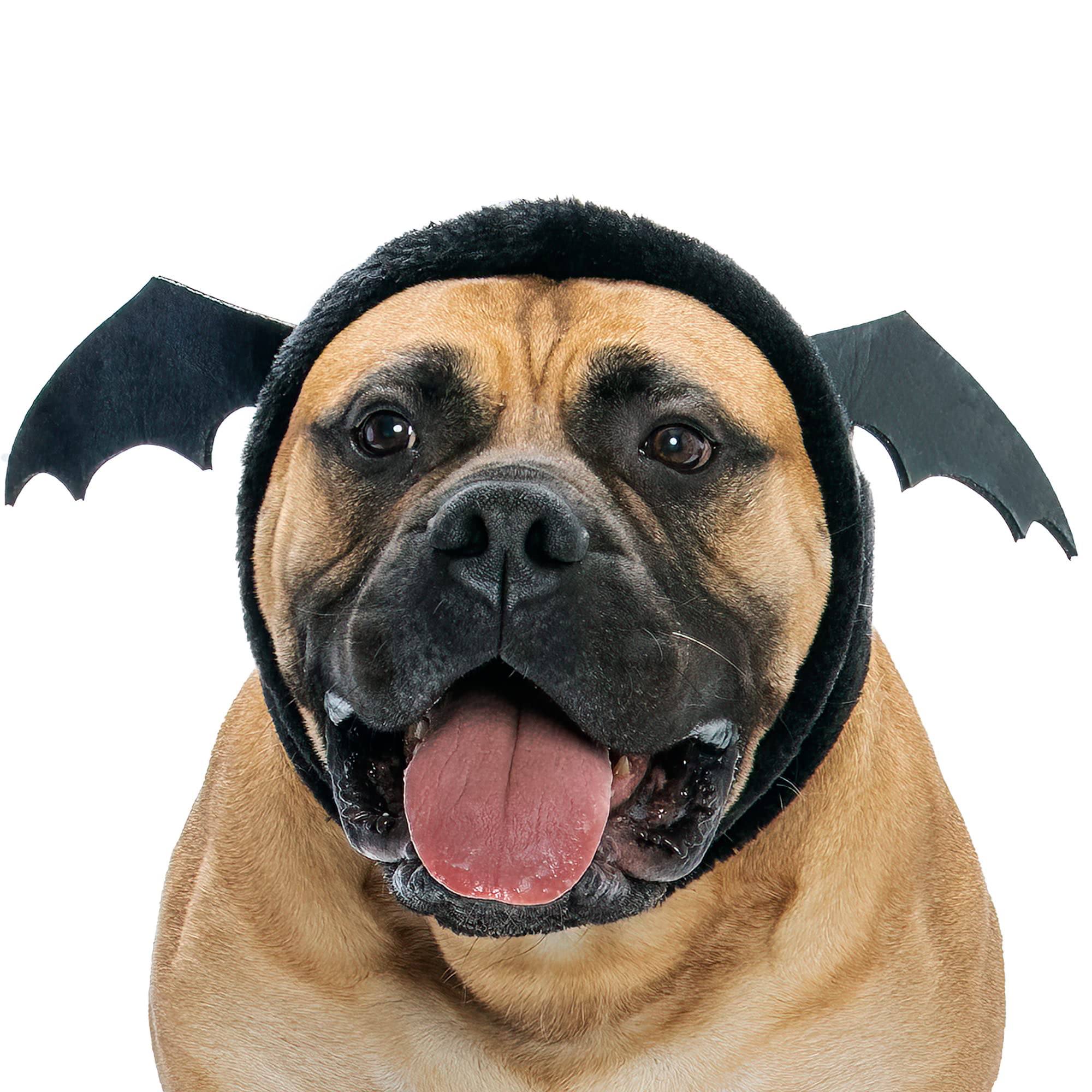 Furhaven Lg-Xl Dog Hat Flex-Fit Black Bat Plush Faux Fur Halloween Costume, Washable - Black, Large To X-Large