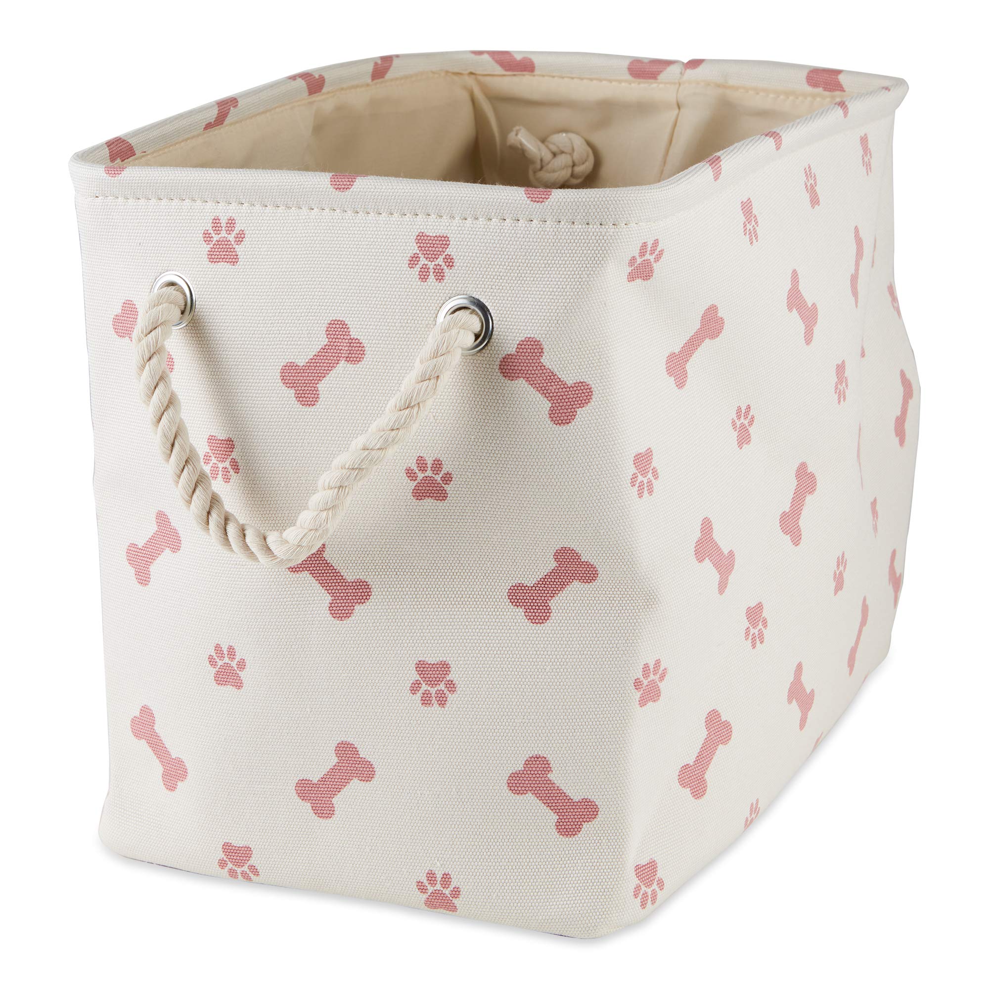 Bone Dry Pet Storage Collection Paw and Bone Print, Medium Rectangle, 16x10x12, Rose