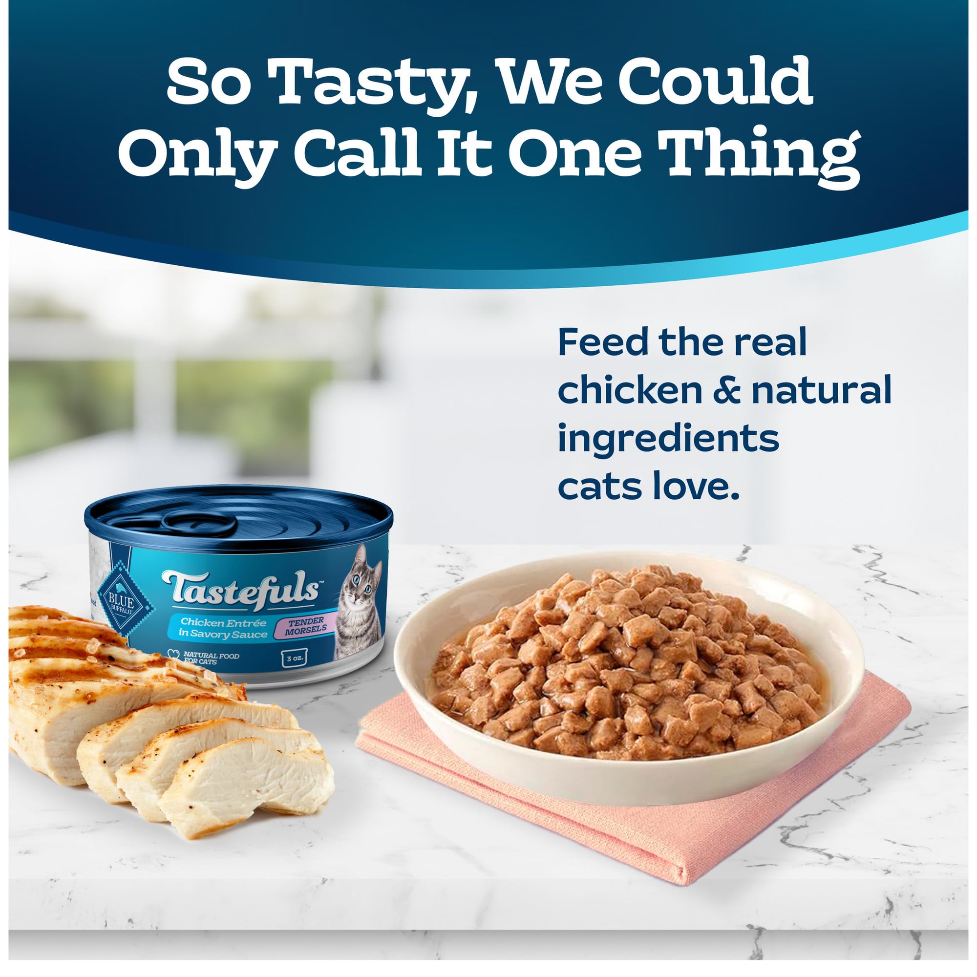 Blue Buffalo Tastefuls Natural Tender Morsels Wet Cat Food, Chicken Entr  e 3-oz cans (Pack of 24)
