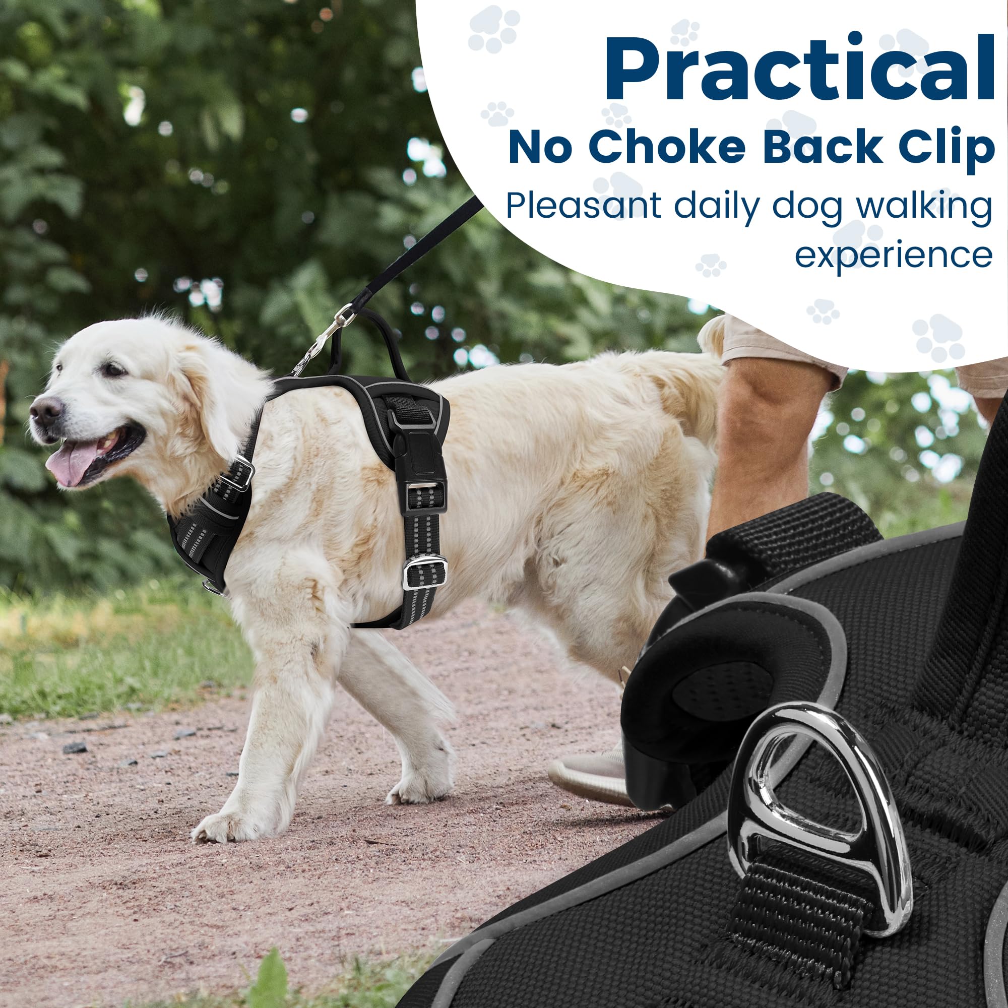 Funfox Dog Harness No Pull, Adjustable Dog Vest Harness, Super Soft Material With Vertical Handle Easy Control, Reflective Night