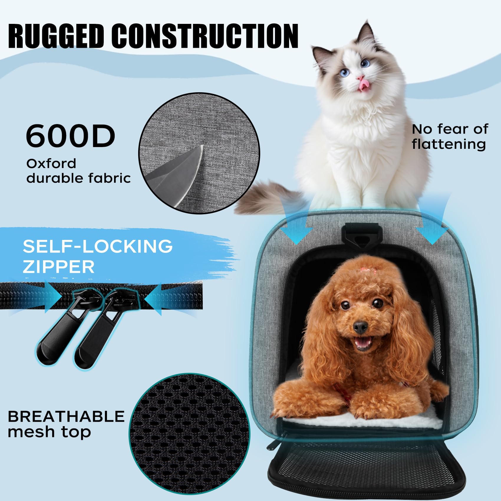 Yipincover Carriers Soft-Sided Pet Carrier For Medium Large Cats Dogs 15Lbs 20Lbs,Ventilated Design,Portable Carry Handle,Collap