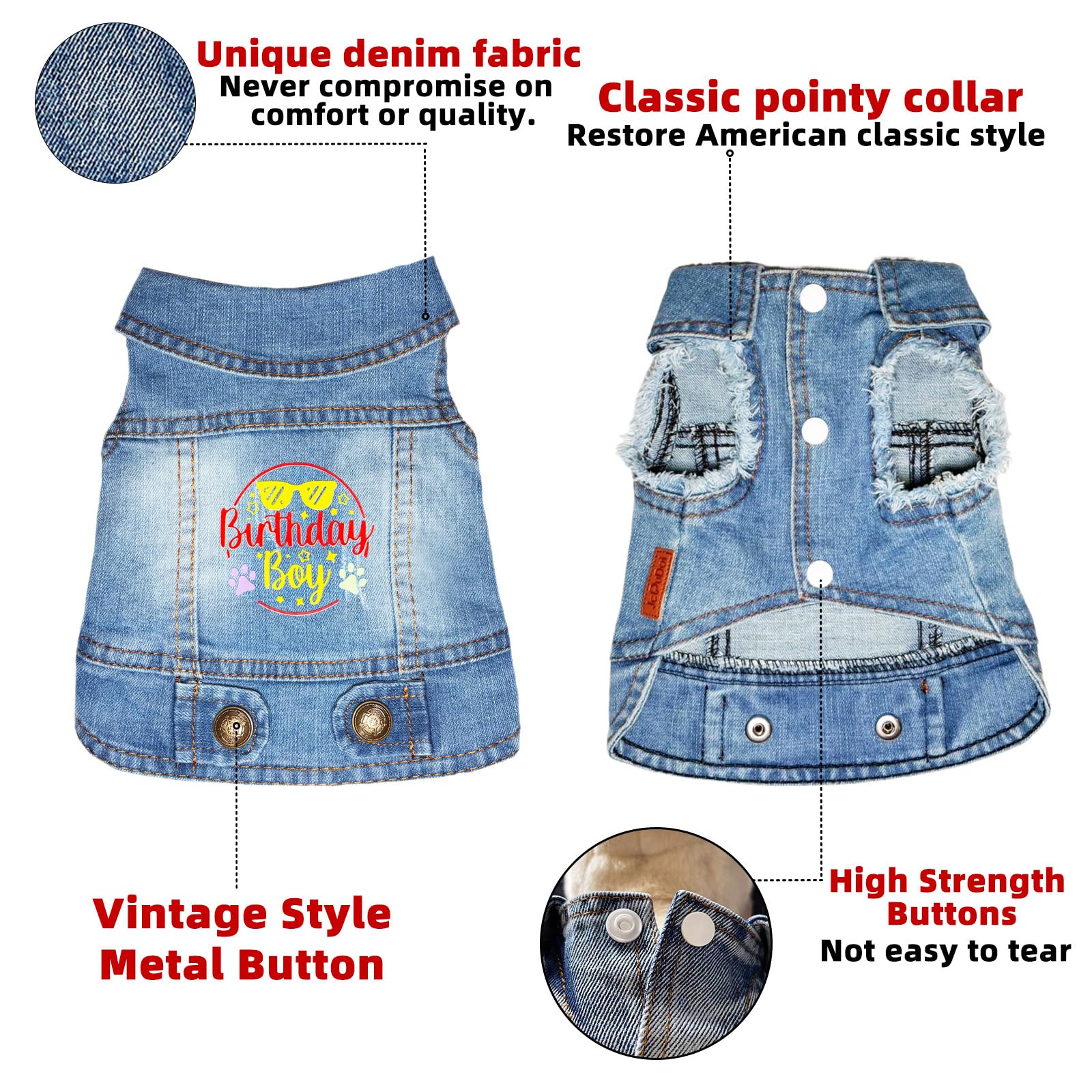 Jcdudoi Birthday Gift Boy Dog Jeans Jacket Denim Pet Coat For Puppy Small Dogs Classic Overalls Male Cat Costumes Washed Vest Cl