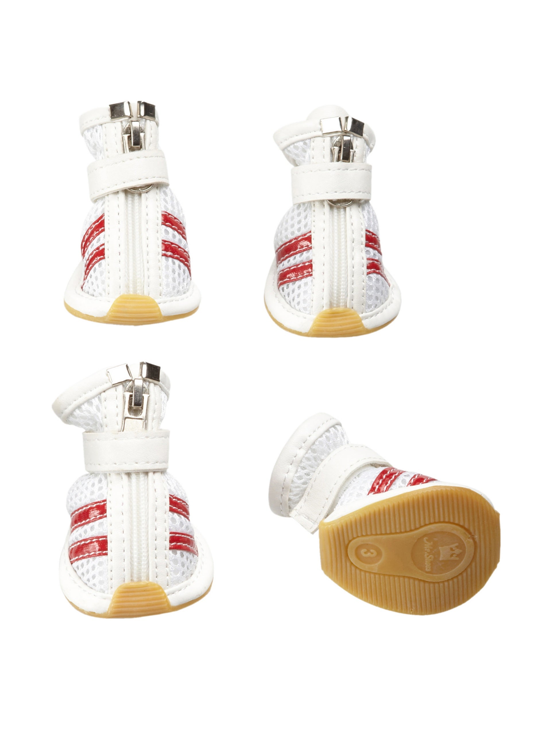 Pet Life Spring Mesh Shoes: White/Red, Large