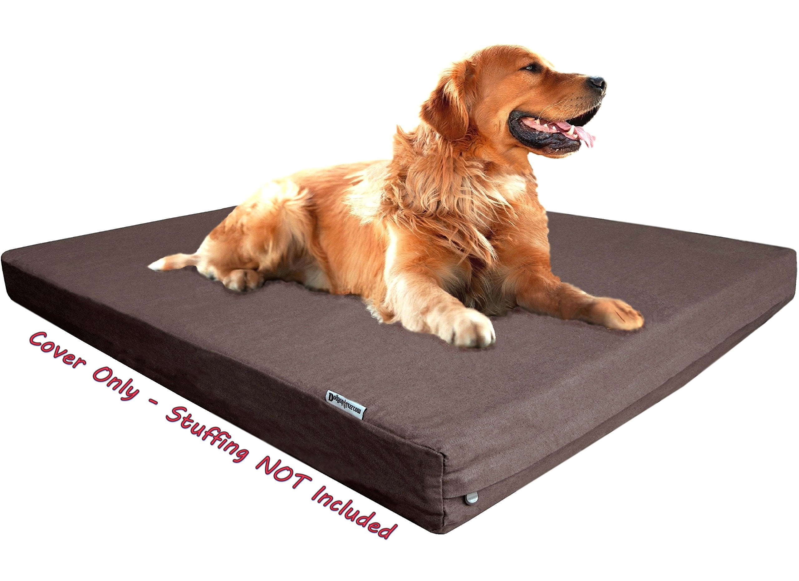 Dogbed4Less 47X29X4 Inches Extra Large Size Brown Color Denim Jean Dog Pet Bed External Zipper Cover - Replacement Cover Only