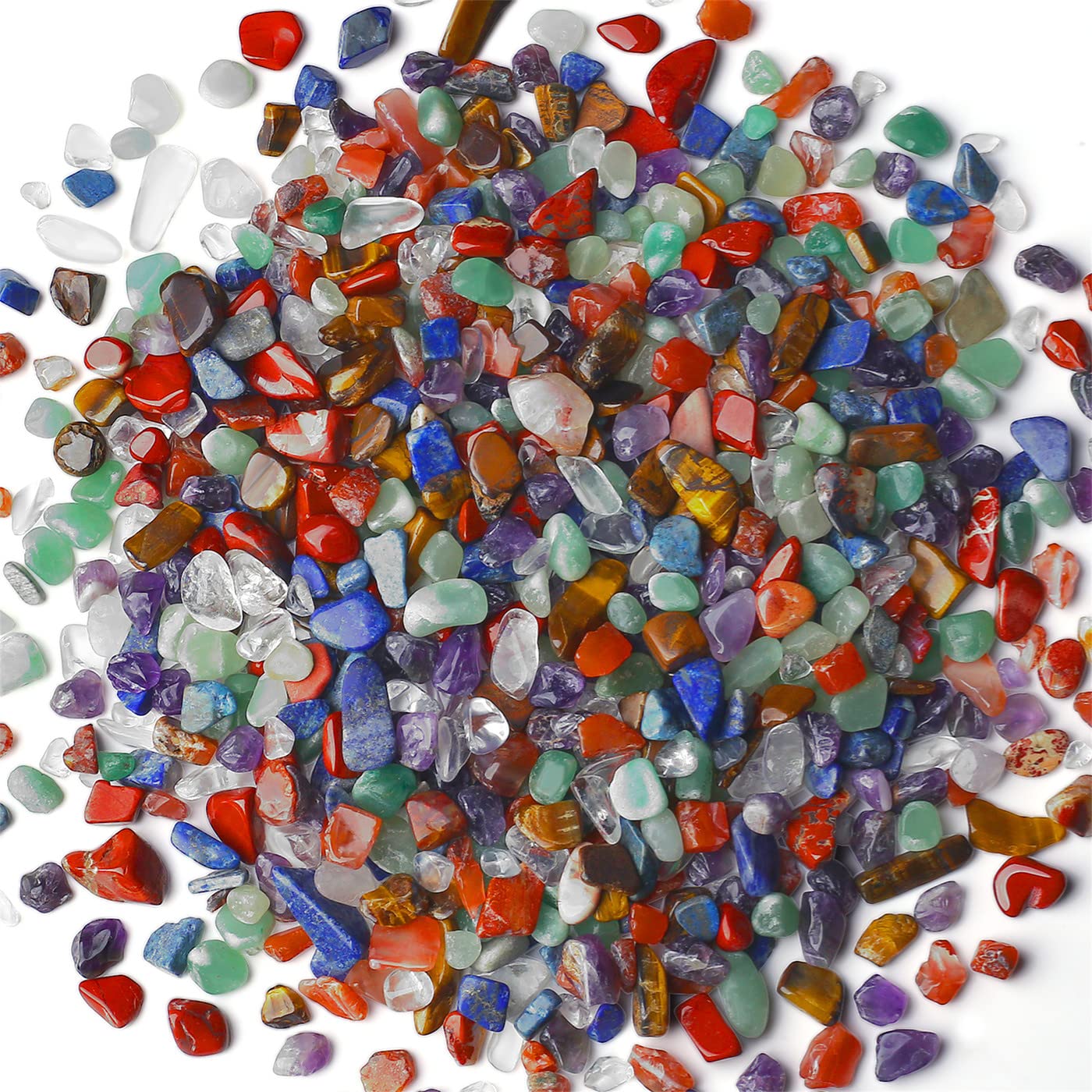 7Chakra Aquarium Gravel Rocks Natural Tumbled Healing Crystal Chips Bulk Gemstones Tumbled Crushed Stones For Fountain Vase Filler Planters Decorative Fish Tank Potted Reiki Energy Balancing 0.44Lb