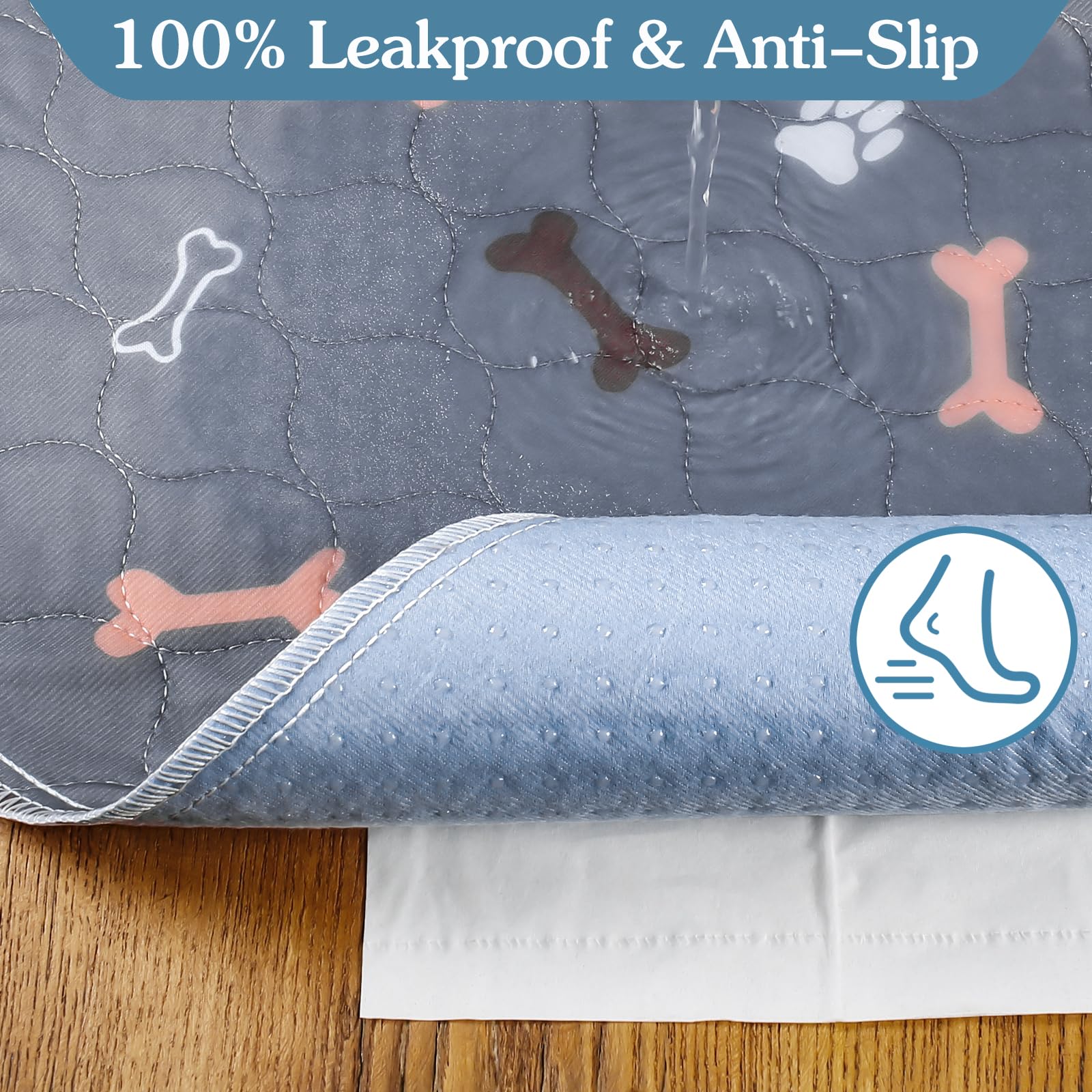 Baodan Washable Pee Pads For Dogs 72'X72', Reusable Puppy Pads Extra Large Upgrade Non-Slip Dog Pee Pads Super Absorbency Training Pads Quick Dry Whelping Pads For Dog Playpen, Protects Floor Sofa Bed
