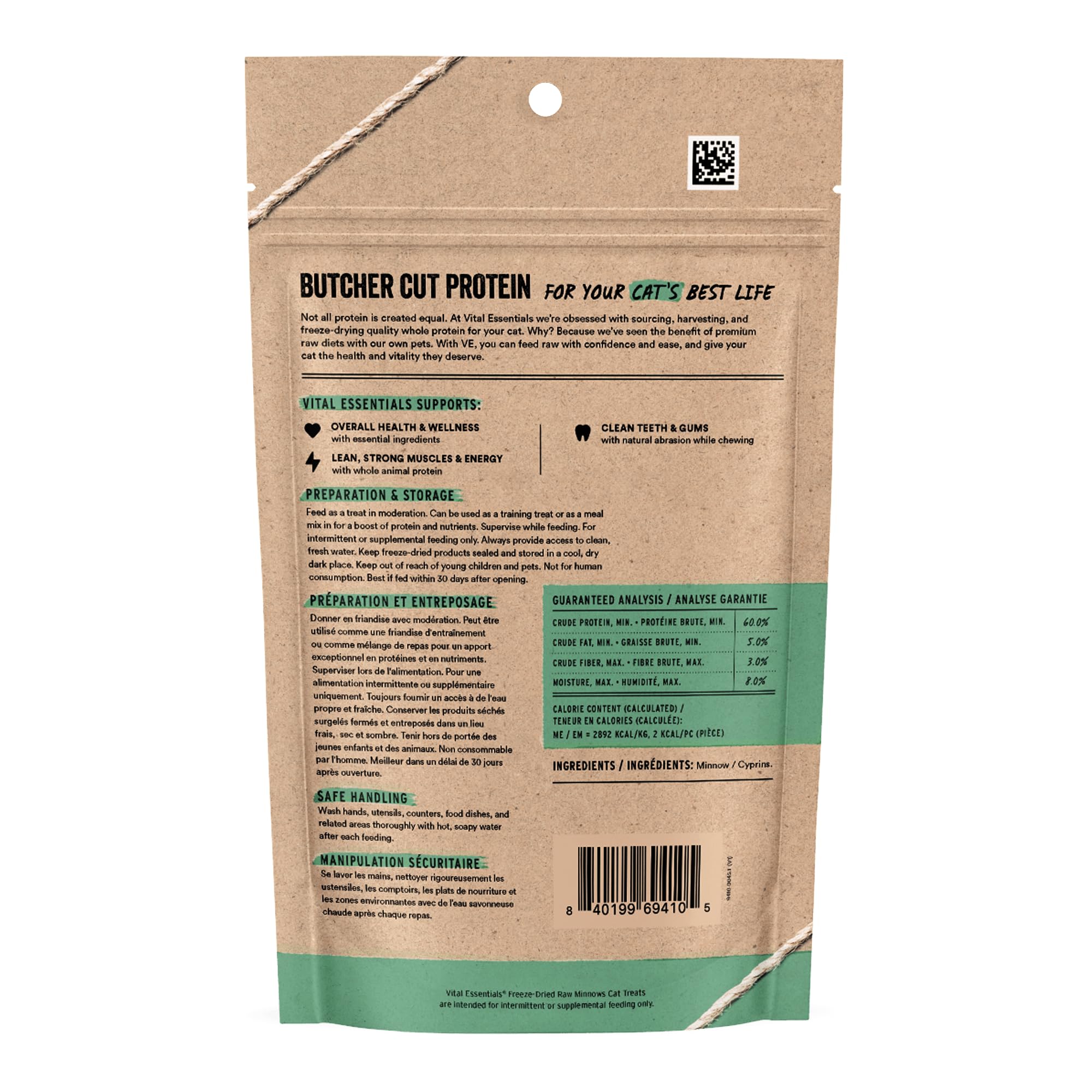 Vital Essentials Minnows Cat Treats, 1 oz | Freeze-Dried Raw | Single Ingredient | Grain Free, Gluten Free, Filler Free