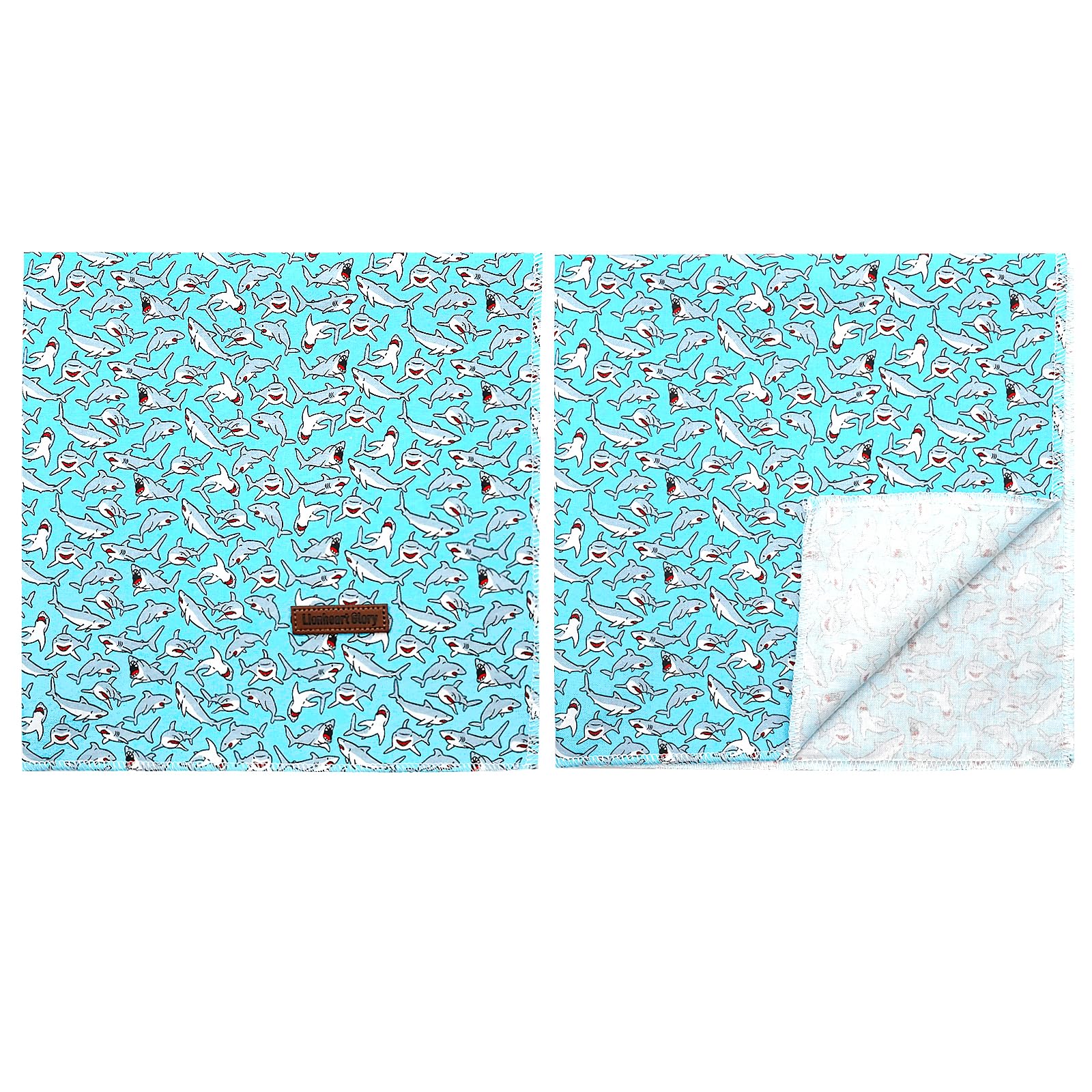 Lionheart Glory Bandana - Washable Soft Blue Scarf With Shark Print, Adjustable For Small Medium Large Dogs