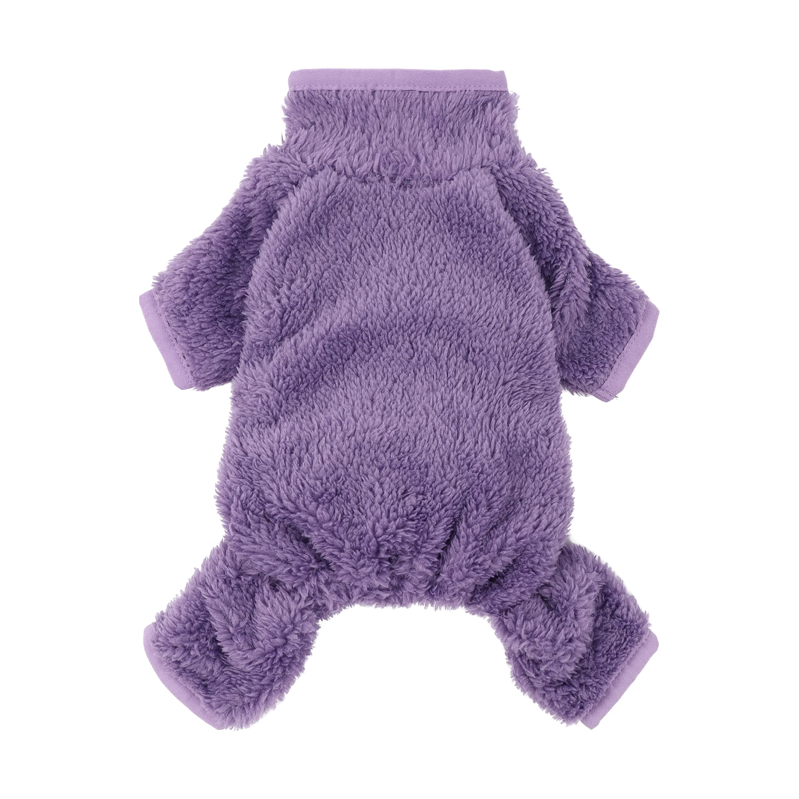 Fitwarm Dog Fuzzy Fleece Pajamas, Dog Winter Clothes For Small Dogs Girl, Pet Jumpsuit, Doggy Apparel, Purple, Large