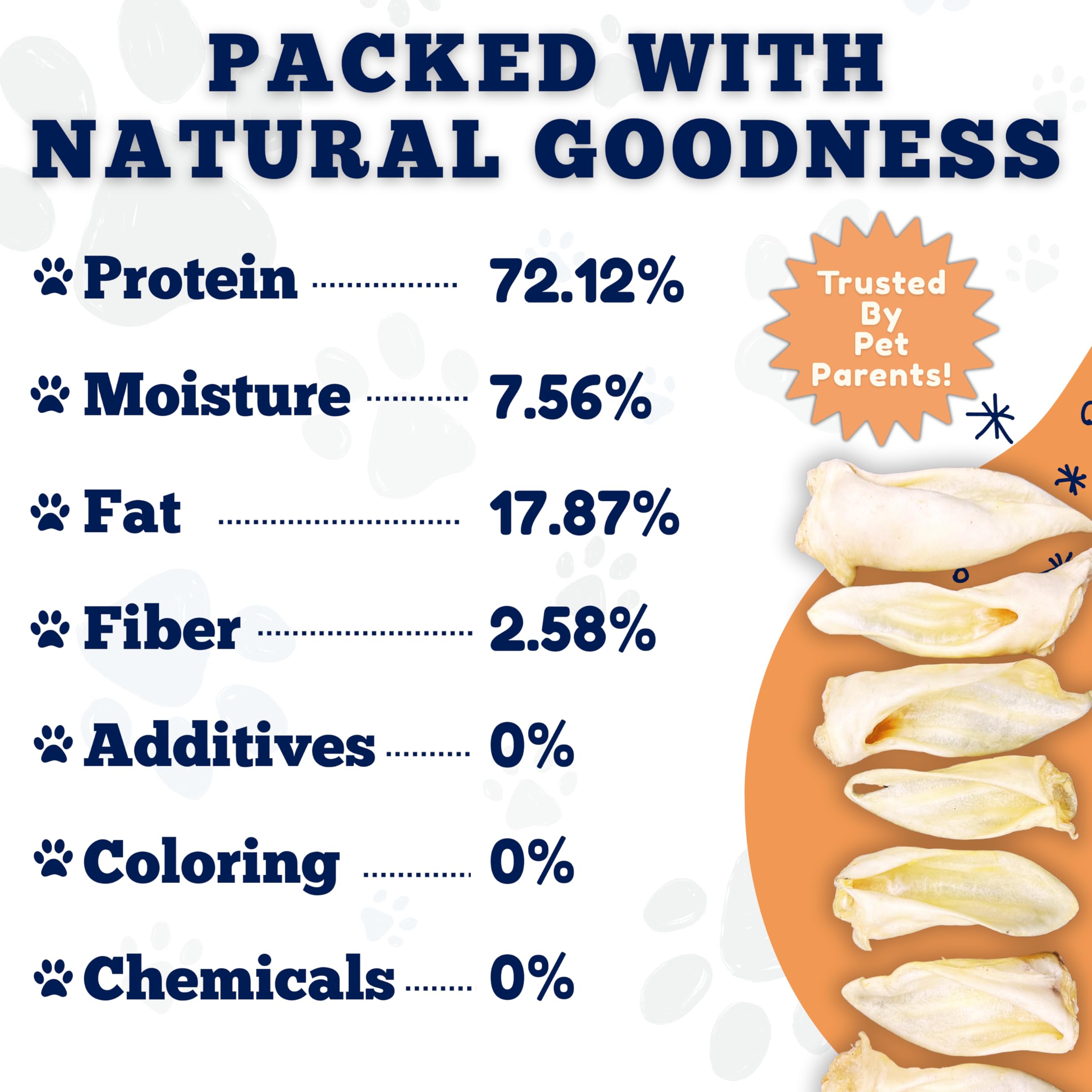 Amazing Dog Treats Lamb Ears - Natural Chews, Rawhide Alternative, 25 Pcs, 0.64 Oz