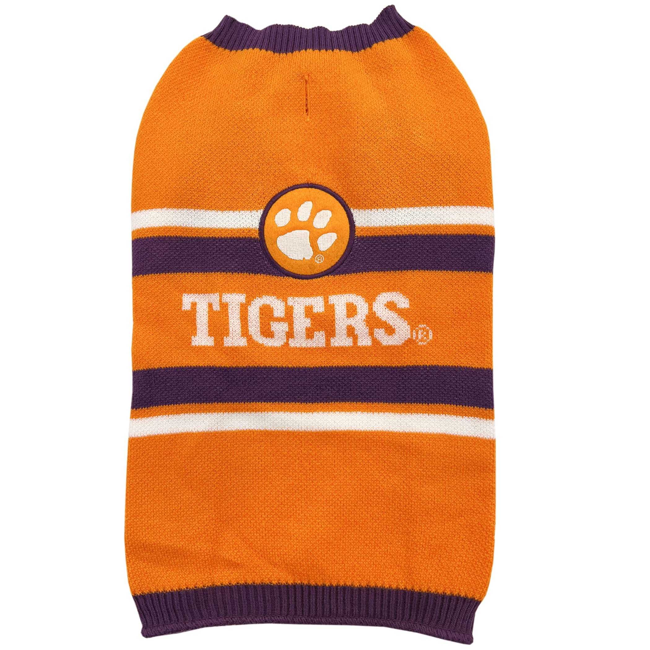 NCAA Clemson Tigers Dog Sweater, Size Medium. Warm and Cozy Knit Pet Sweater with NCAA Team Logo, Best Puppy Sweater for Large a